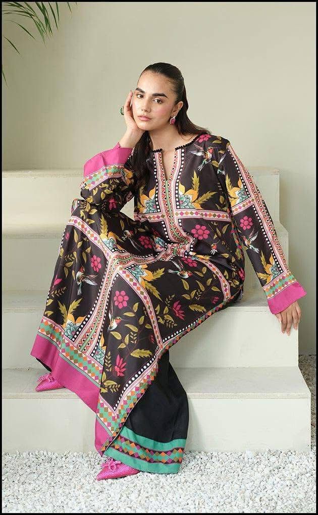 Shamoze Silk Digital Print Shirt, Shamoze Silk Digital Print Trouser Along With Silk Digital Print Dupatta 3 Pcs Dress 👗.