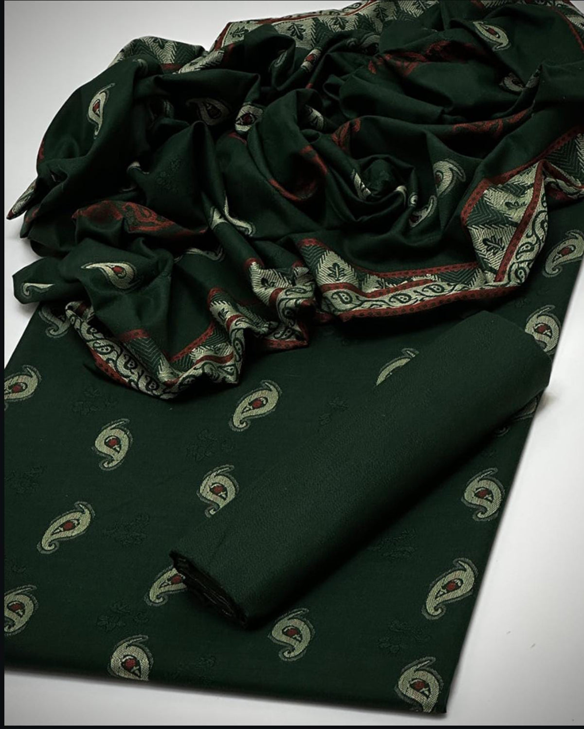 *Shirt 🥰❤️* heavy all over broshia design work 
*Trouser 🥰❤️* dhanak marina plain
*Shawl* dhanak marina all over beautiful broshia work
With beautiful design work borders
