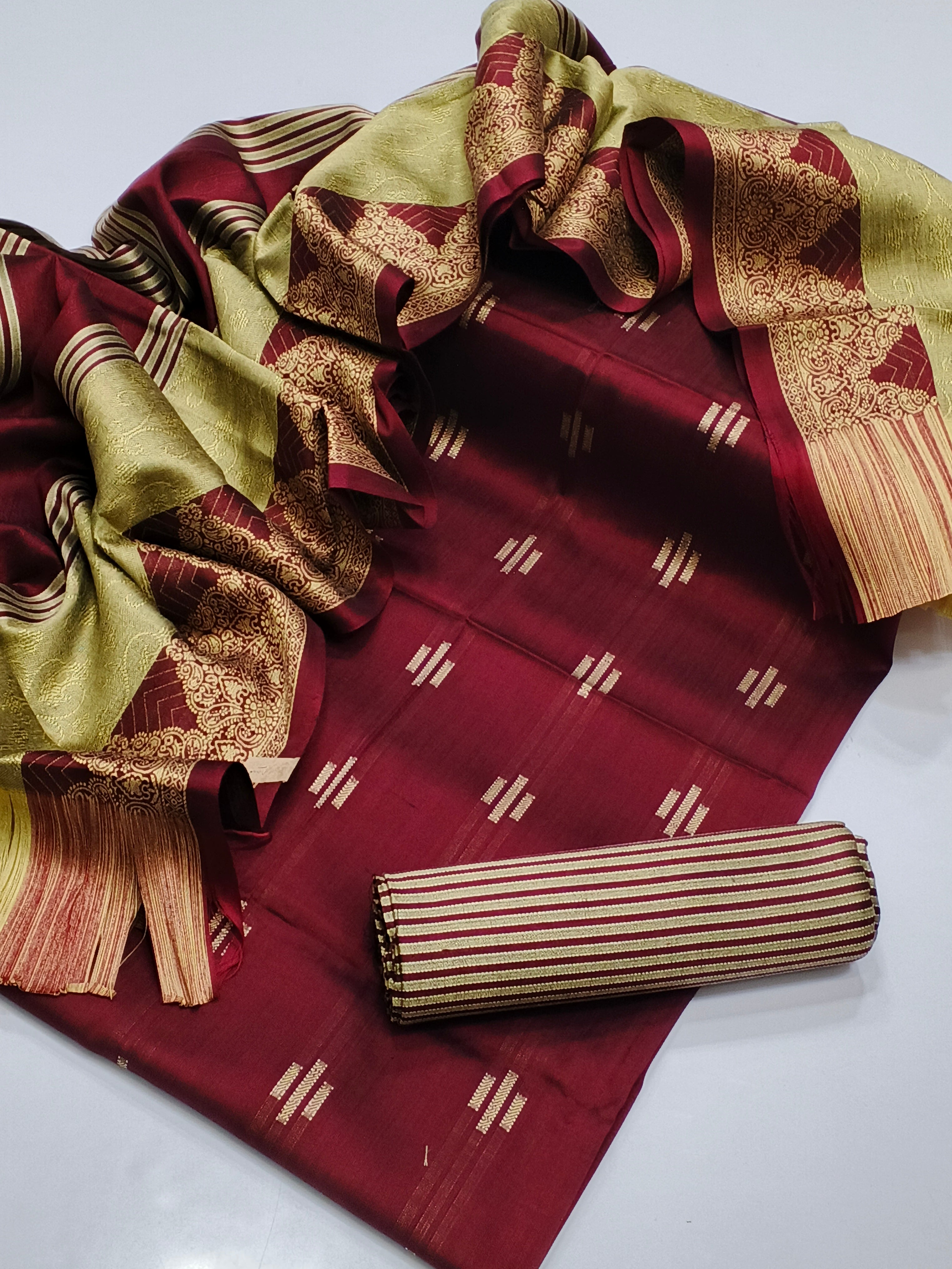 Marina Fabric Boti Shirt, jacquard boader shawl,along lining trouser 3pc Dress 👗👗
