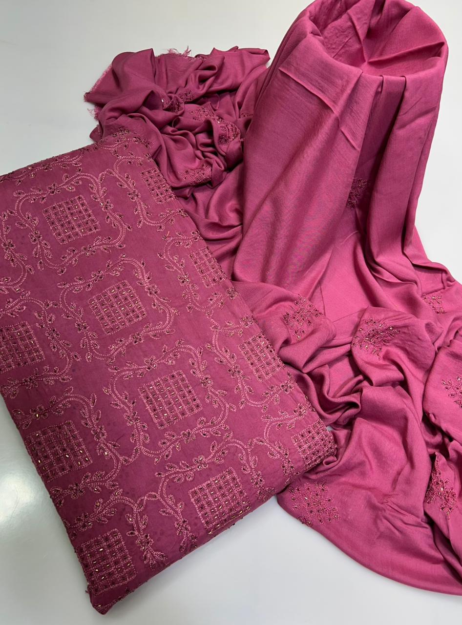 Linen Fabric Handmade Ar Cut Dana Shirt, dupatta linen, along Simple trouser 3pc Dress