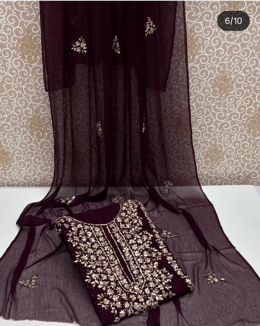 Bamber Chiffon 2pc Handmade Gotta Work Dress – 2025 Collection