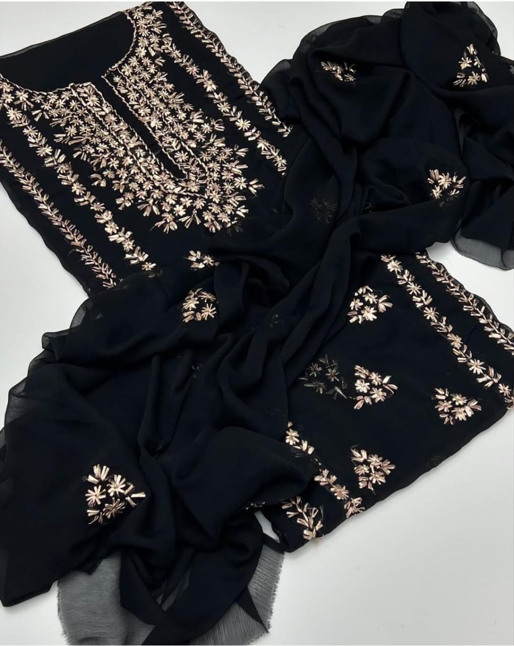 Bamber Chiffon 2pc Handmade Gotta Work Dress – 2025 Collection