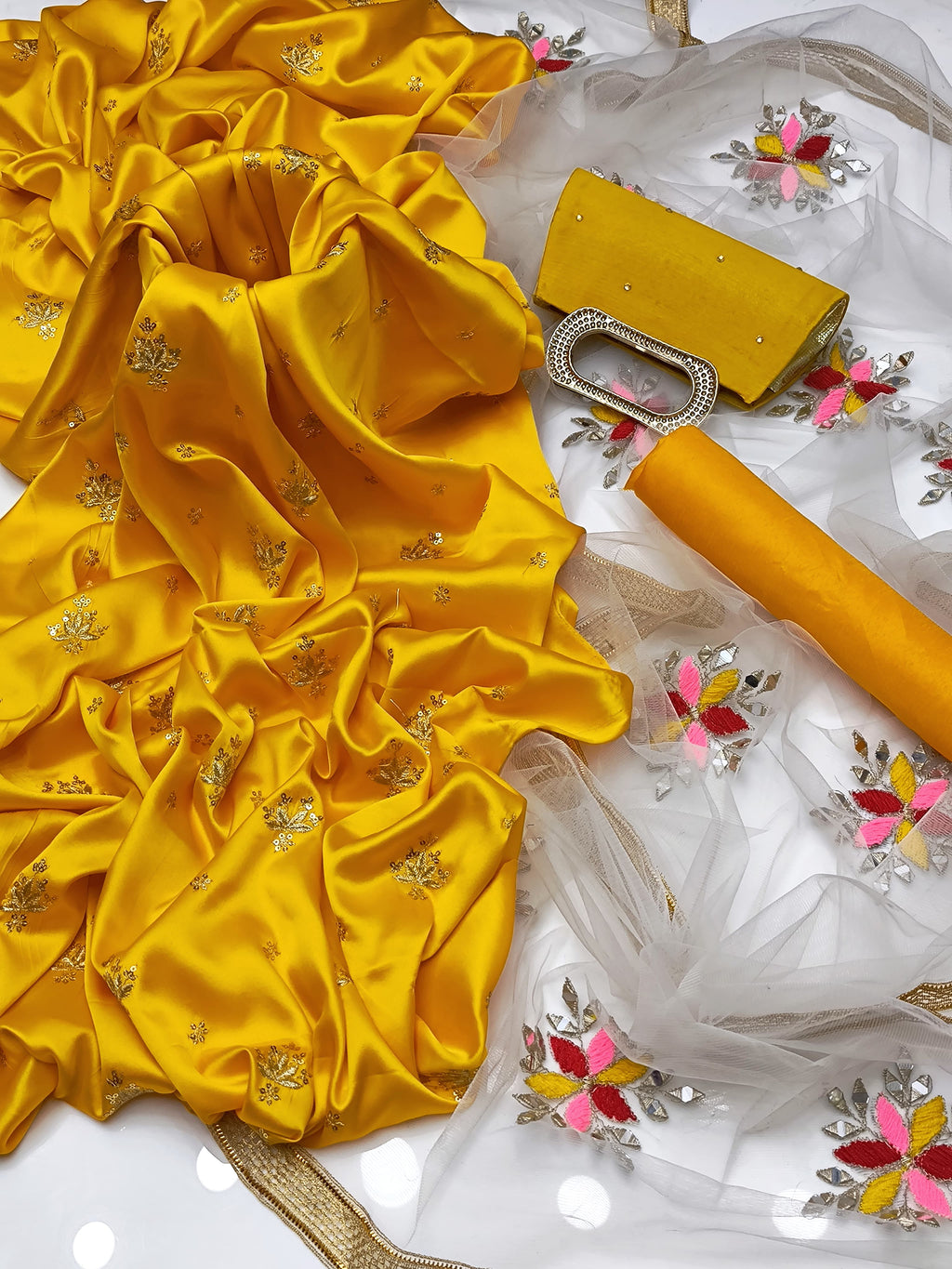 Fancy 4pc Embroidered Dress with Matching Clutch – Premium Collection