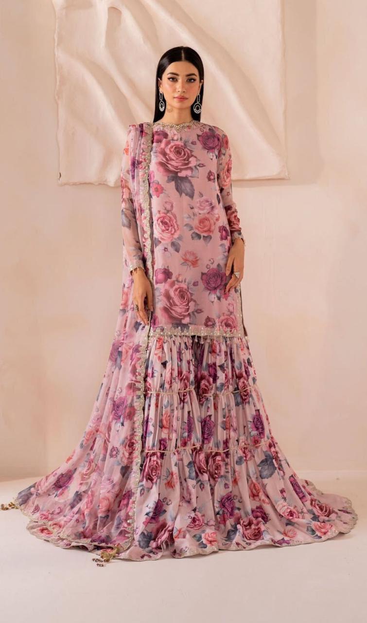 Premium Self Swiss Jacquard 3pc Digital Printed Lawn Suit – Unstitched