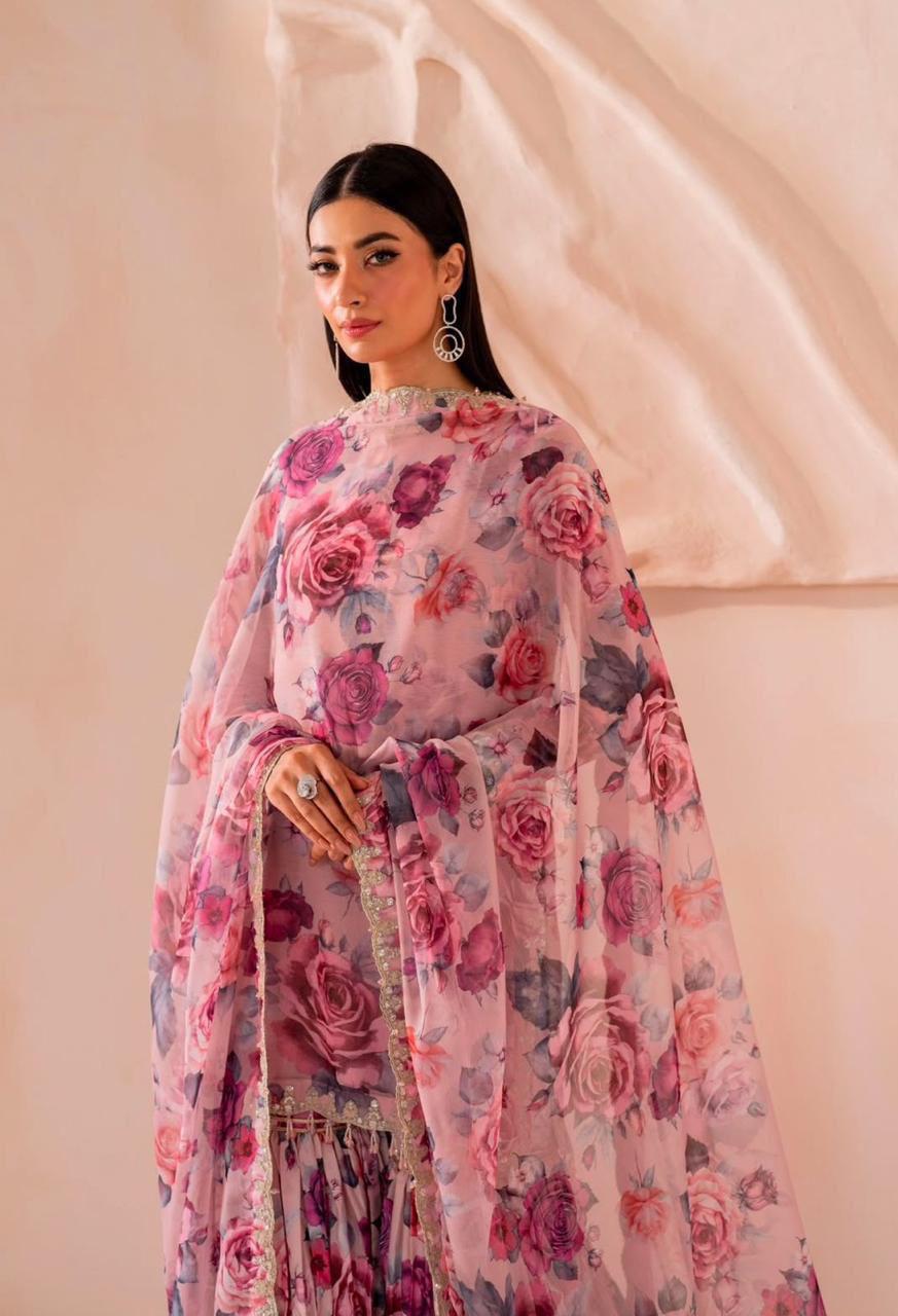 Premium Self Swiss Jacquard 3pc Digital Printed Lawn Suit – Unstitched
