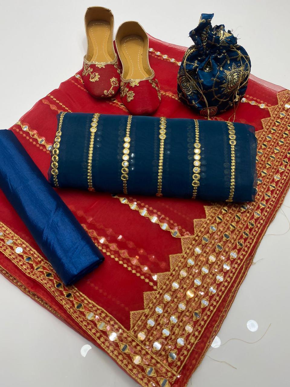 Party Wear 5pc Embroidered Suit with Dupatta, Khusa & Bag – Premium Collection