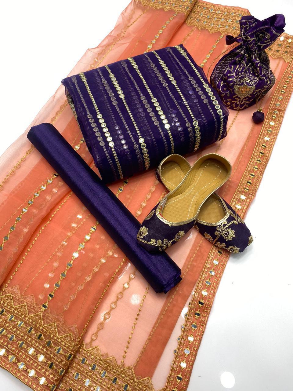 Party Wear 5pc Embroidered Suit with Dupatta, Khusa & Bag – Premium Collection