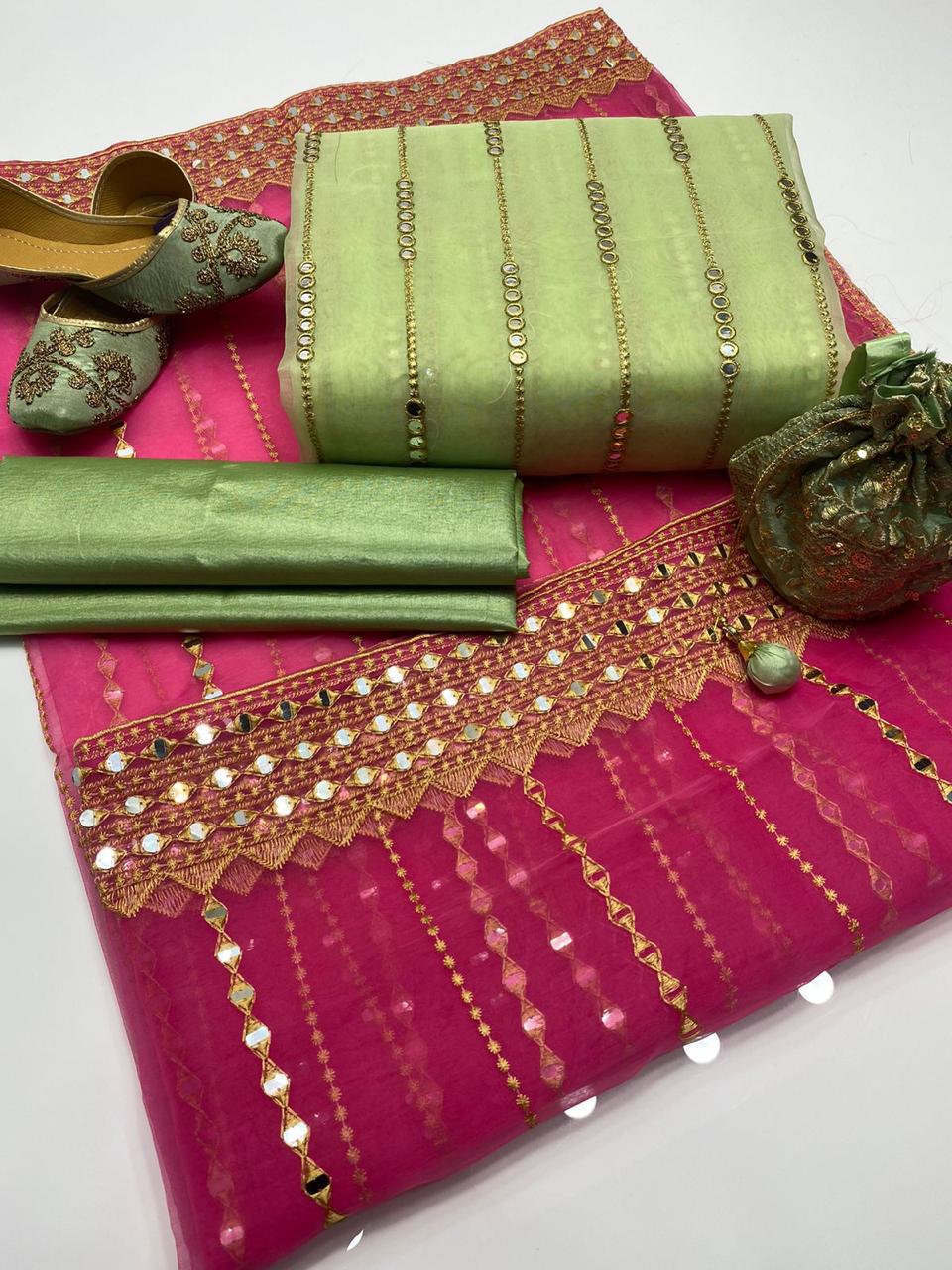 Party Wear 5pc Embroidered Suit with Dupatta, Khusa & Bag – Premium Collection