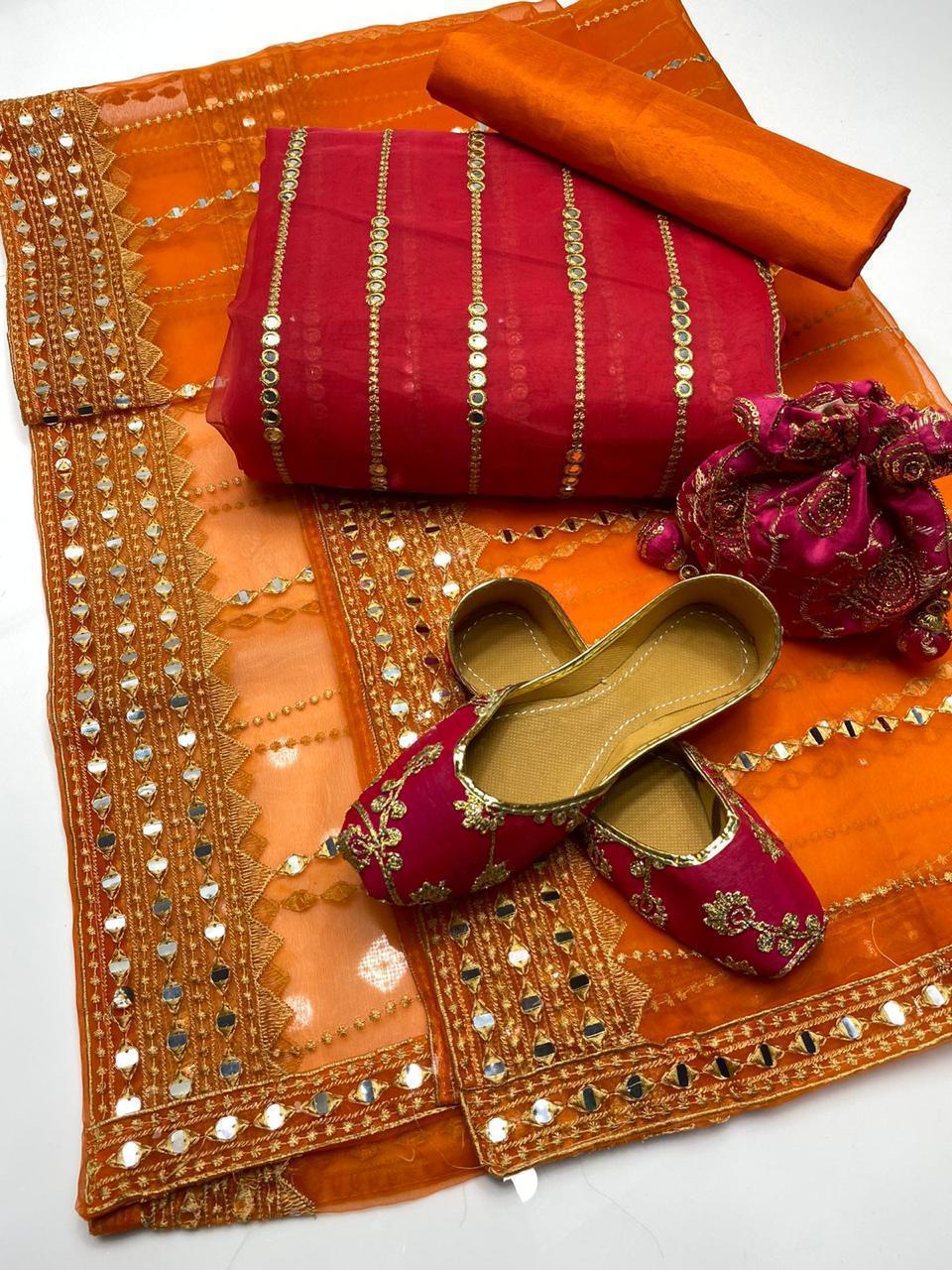 Party Wear 5pc Embroidered Suit with Dupatta, Khusa & Bag – Premium Collection