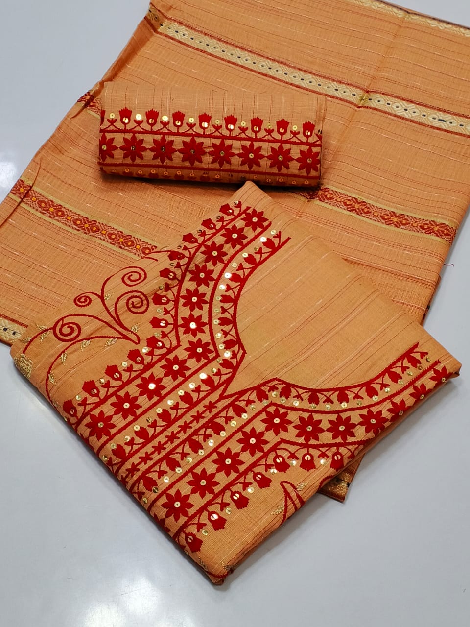 Cotton Khaddar 3pc Embroidered Suit with Jall Dupatta – Winter Collection