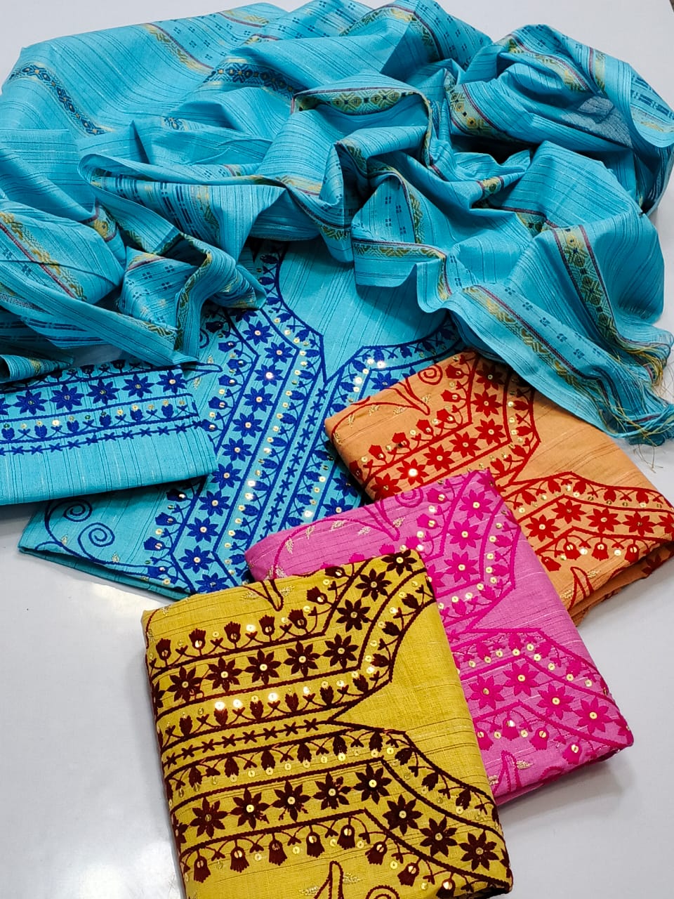 Cotton Khaddar 3pc Embroidered Suit with Jall Dupatta – Winter Collection