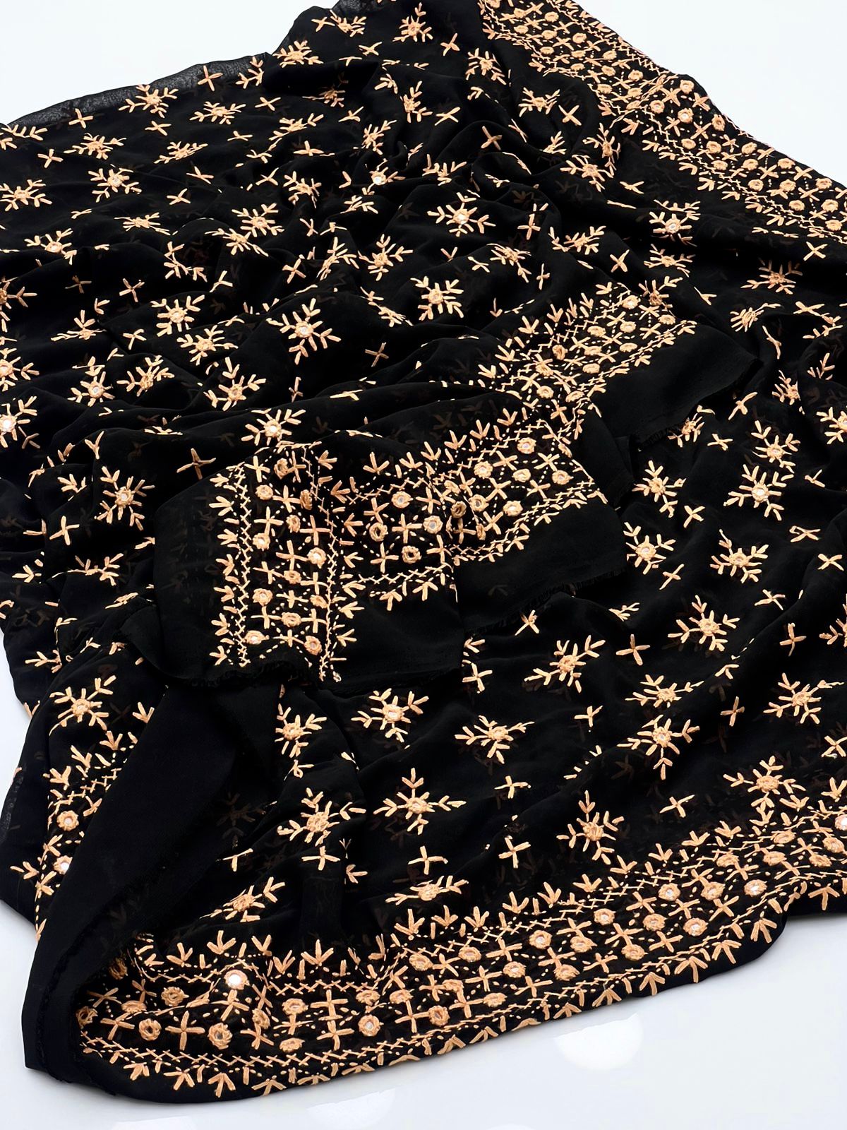 Korean Georgette Sindhi Embroidered Chadar with Mirror Work – Full Size