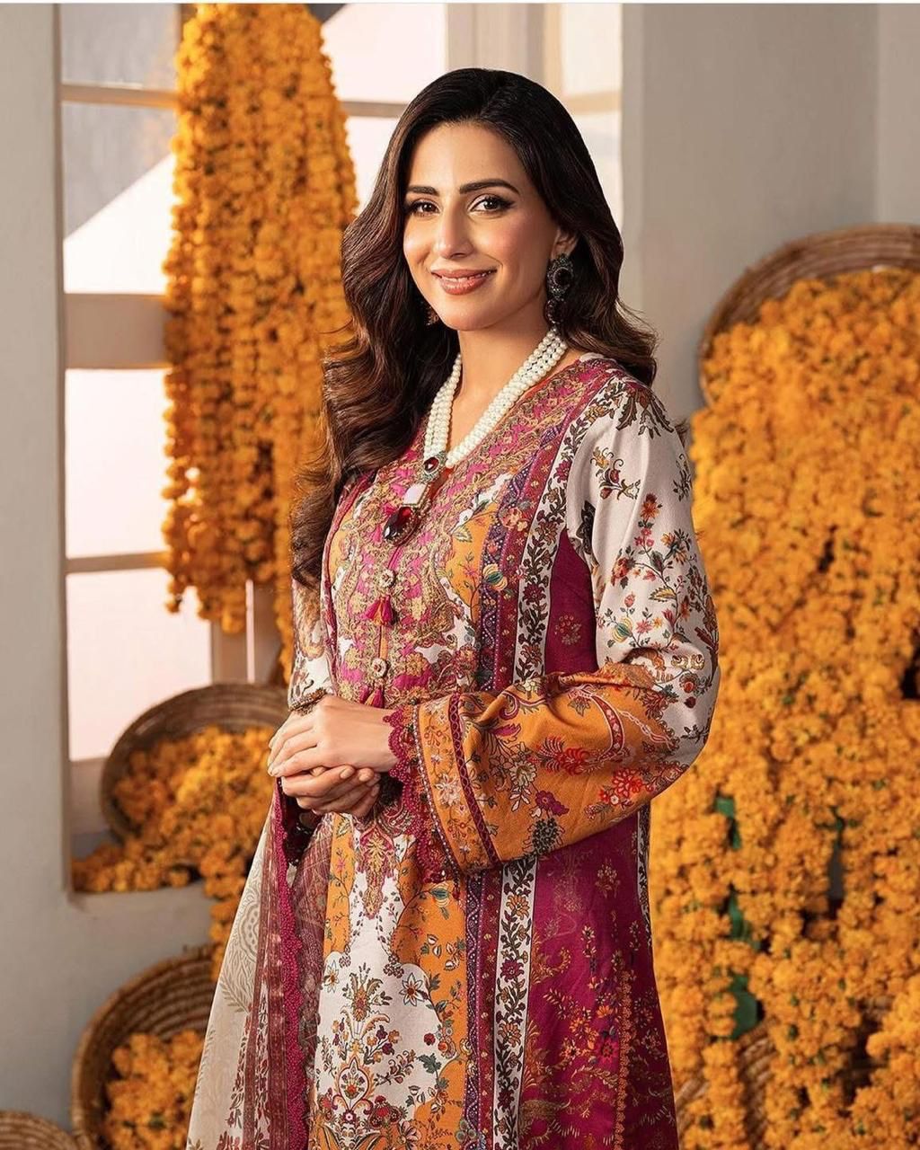 Self Swiss Jacquard 3pc Digital Printed Lawn Suit – Premium Unstitched