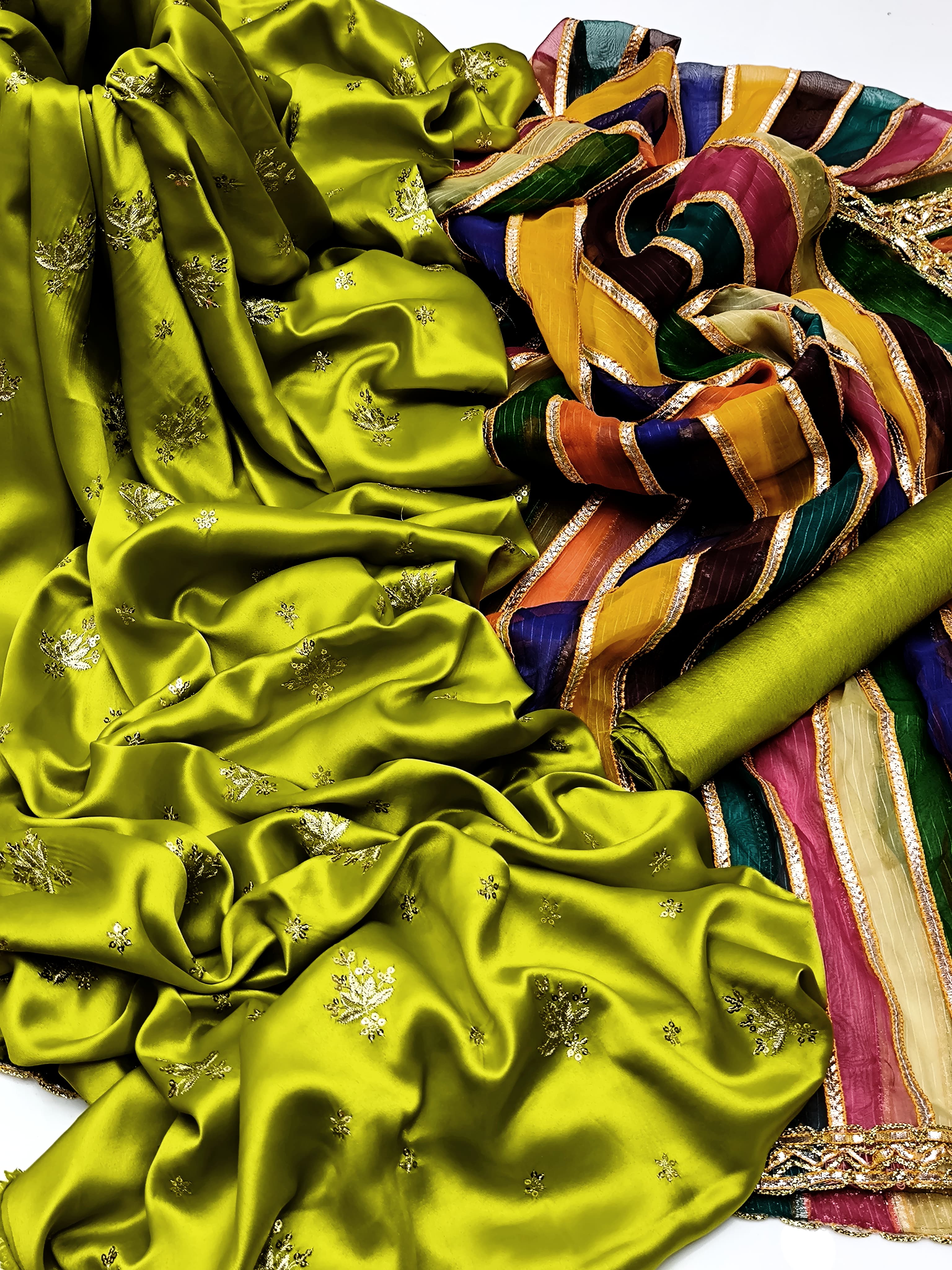 Shamoz Silk 3pc Embroidered Suit with Heavy Chiffon Dupatta – Premium Collection