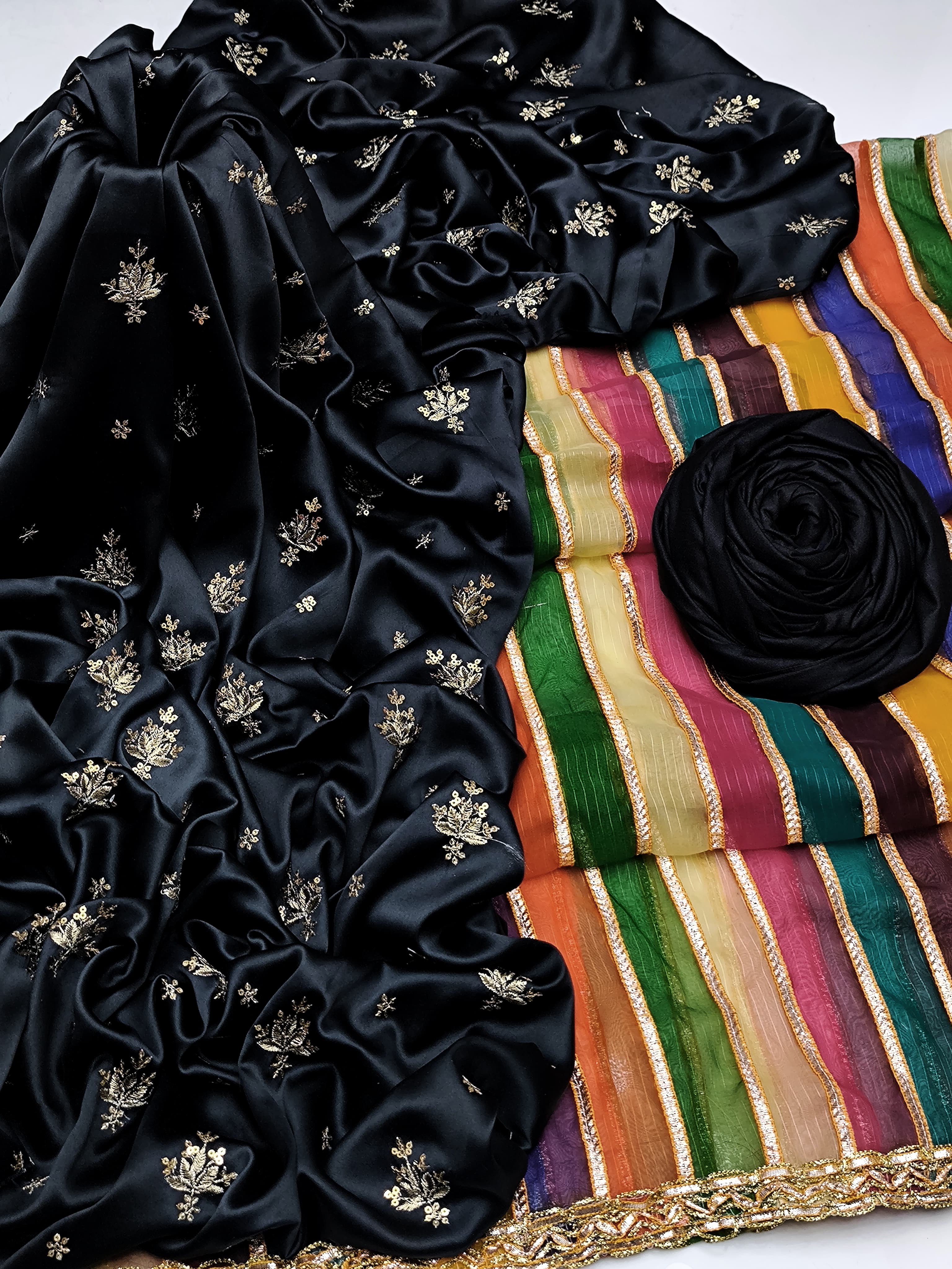 Shamoz Silk 3pc Embroidered Suit with Heavy Chiffon Dupatta – Premium Collection