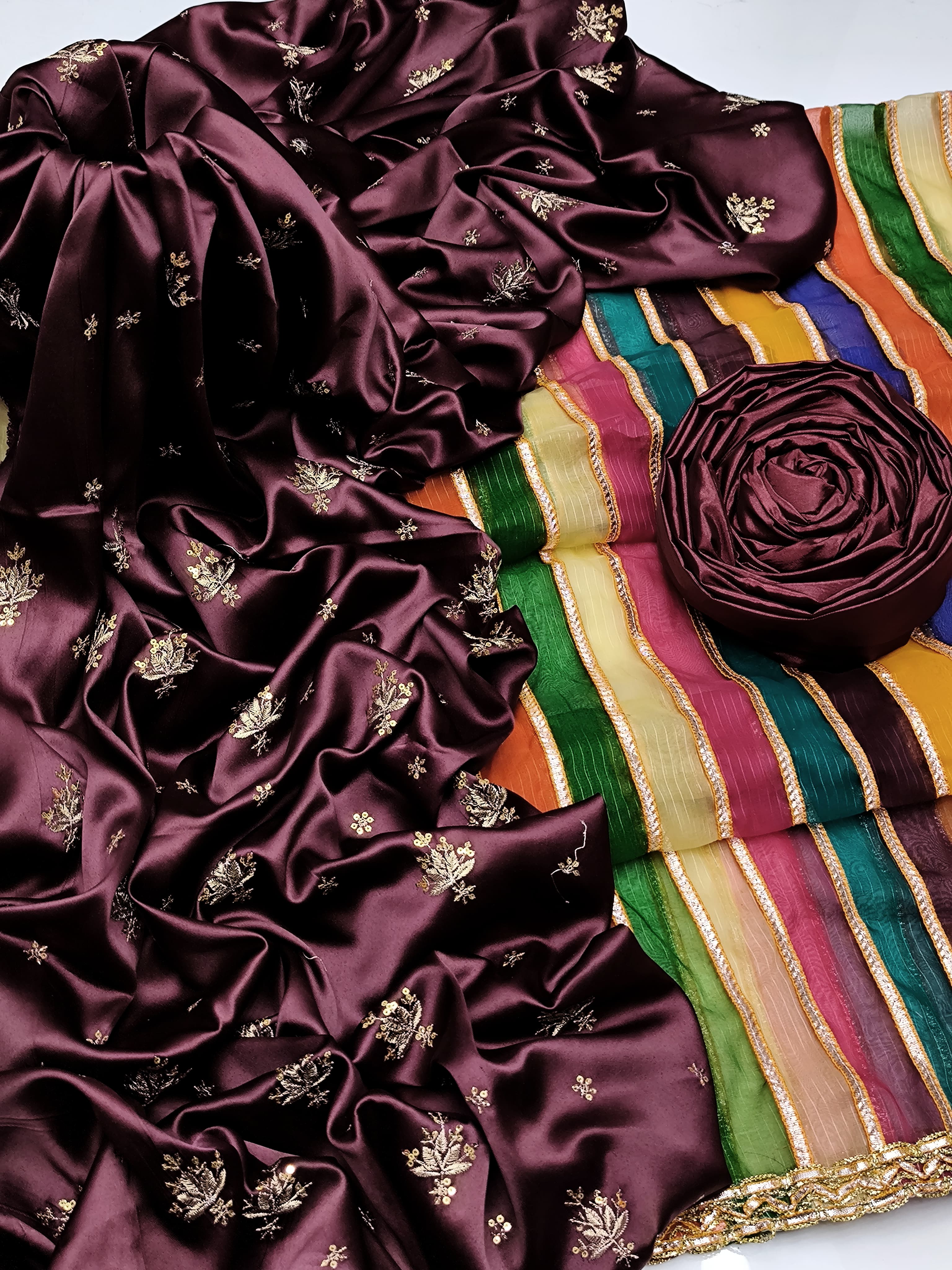 Shamoz Silk 3pc Embroidered Suit with Heavy Chiffon Dupatta – Premium Collection