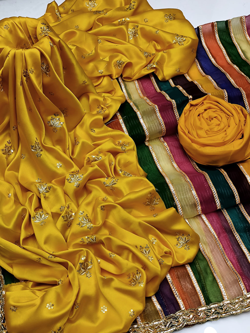 Shamoz Silk 3pc Embroidered Suit with Heavy Chiffon Dupatta – Premium Collection