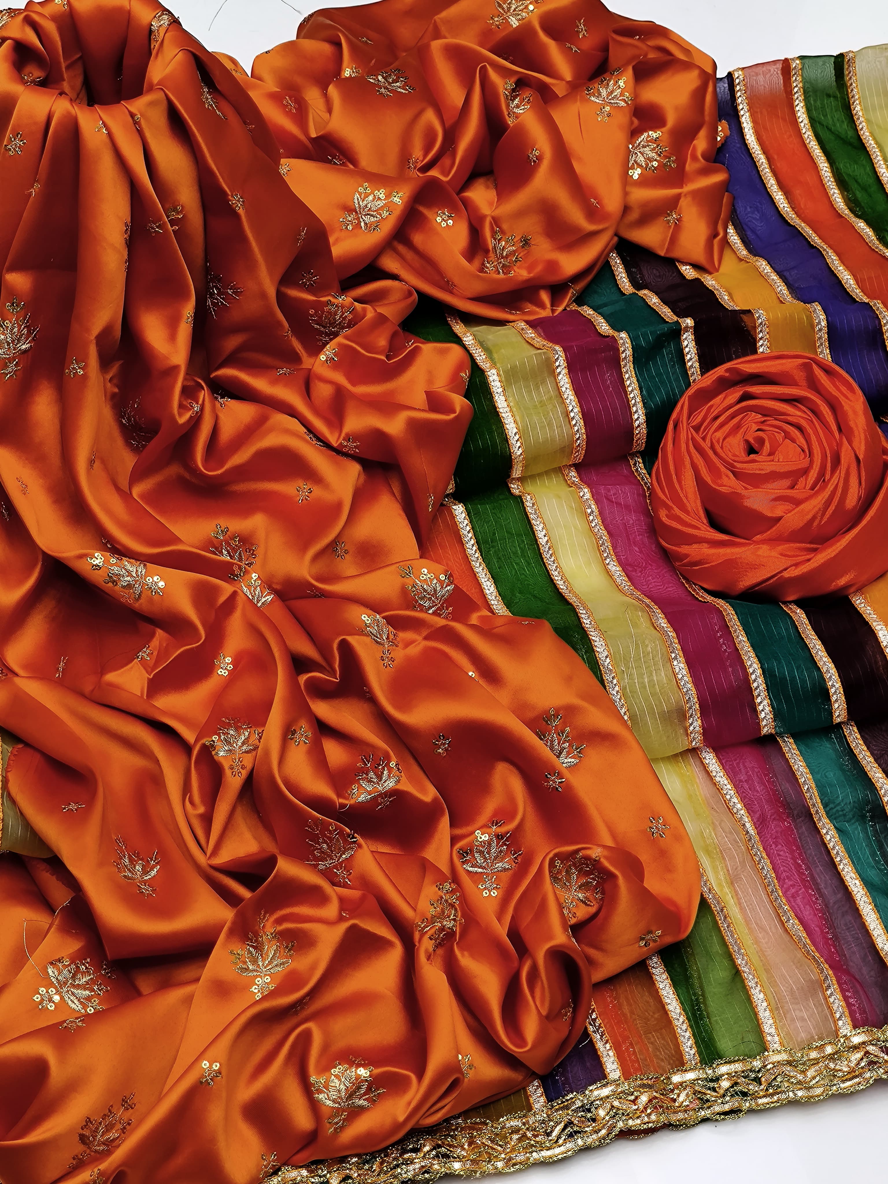 Shamoz Silk 3pc Embroidered Suit with Heavy Chiffon Dupatta – Premium Collection
