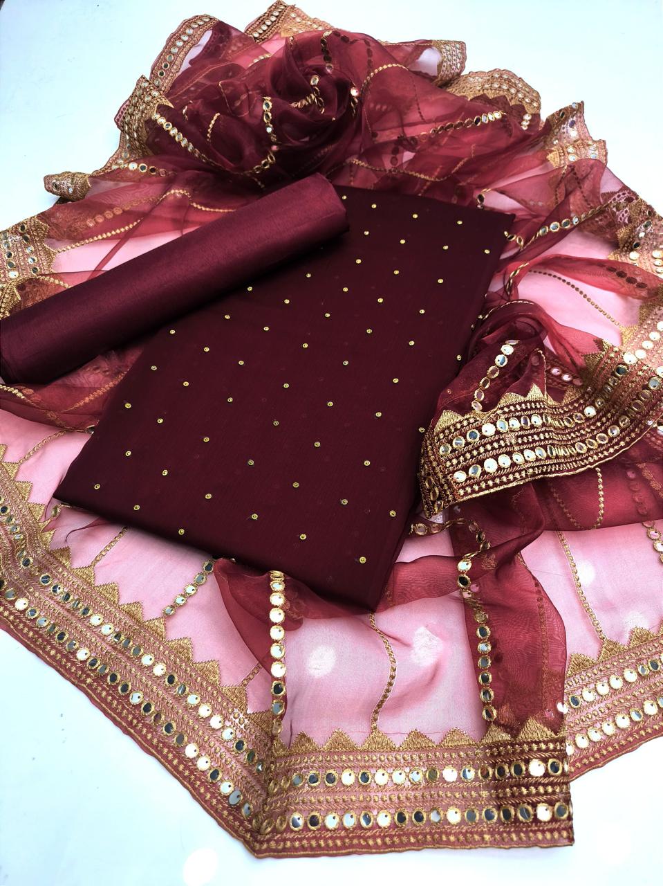Fancy 3pc Embroidered Dress with Heavy Organza Dupatta – Premium Collection