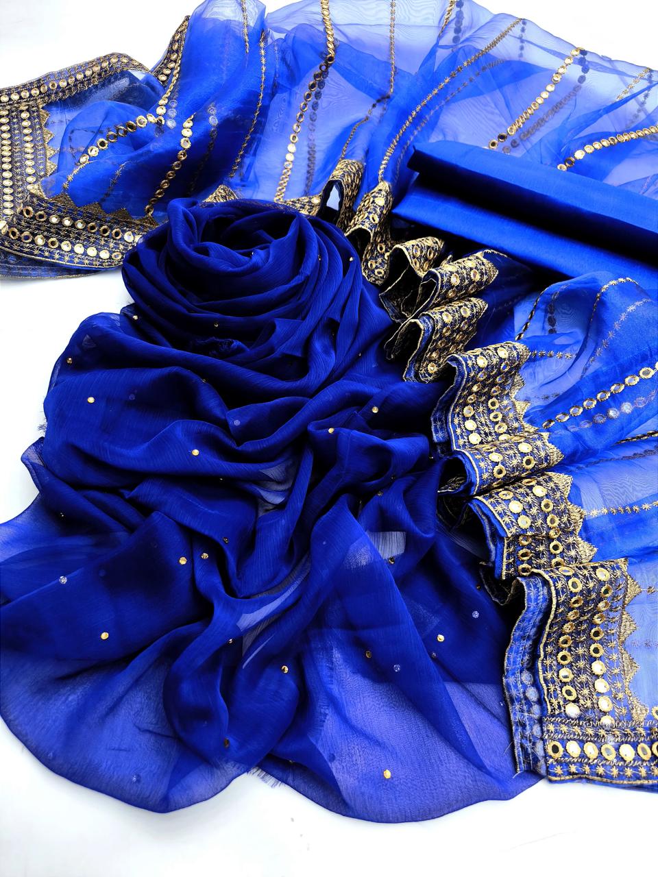 Fancy 3pc Embroidered Dress with Heavy Organza Dupatta – Premium Collection