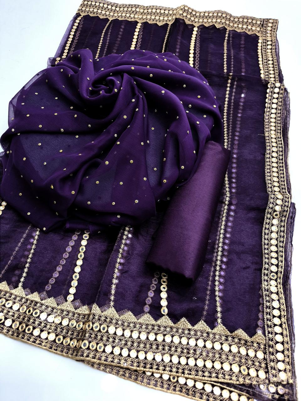 Fancy 3pc Embroidered Dress with Heavy Organza Dupatta – Premium Collection