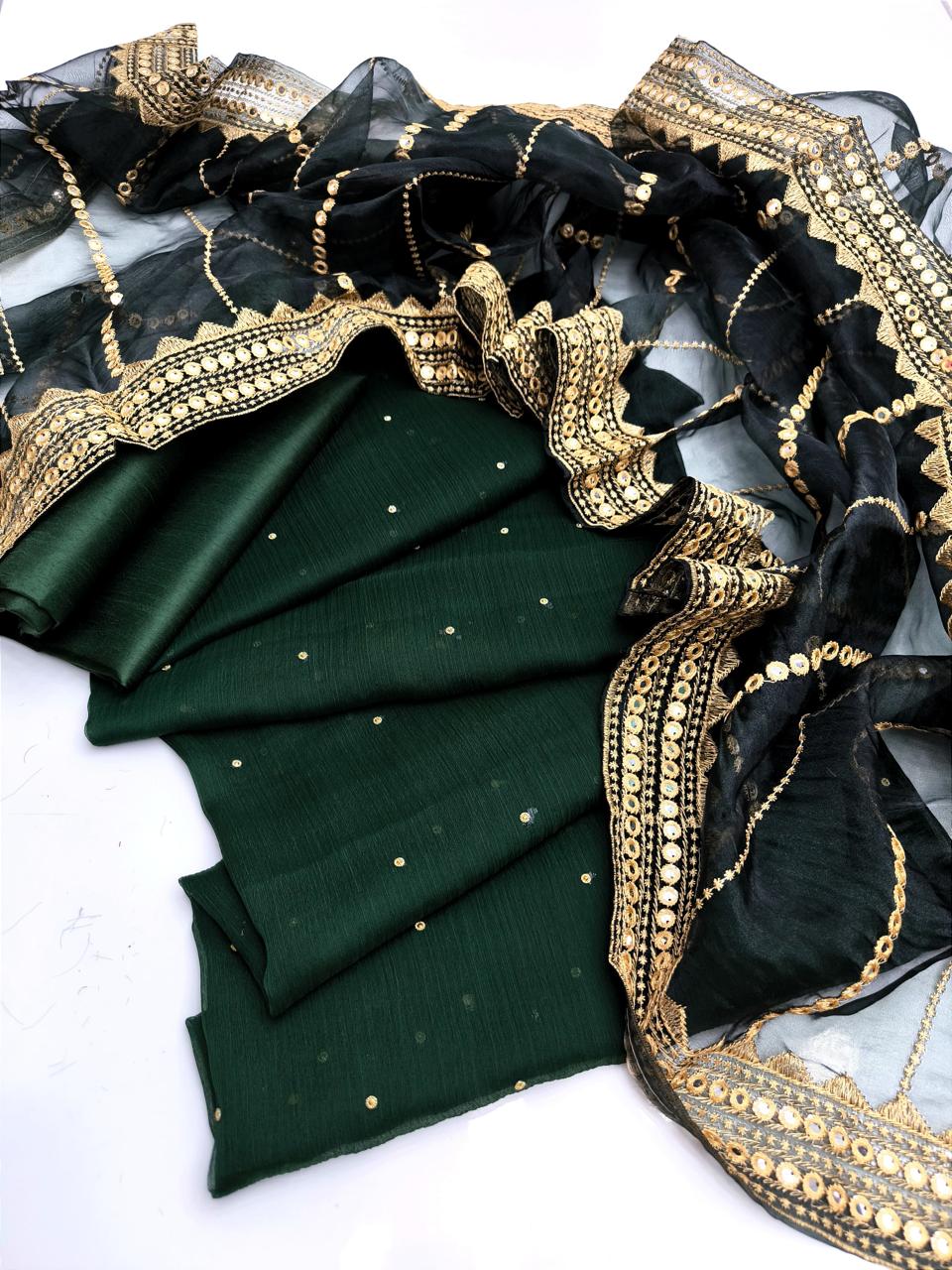 Fancy 3pc Embroidered Dress with Heavy Organza Dupatta – Premium Collection