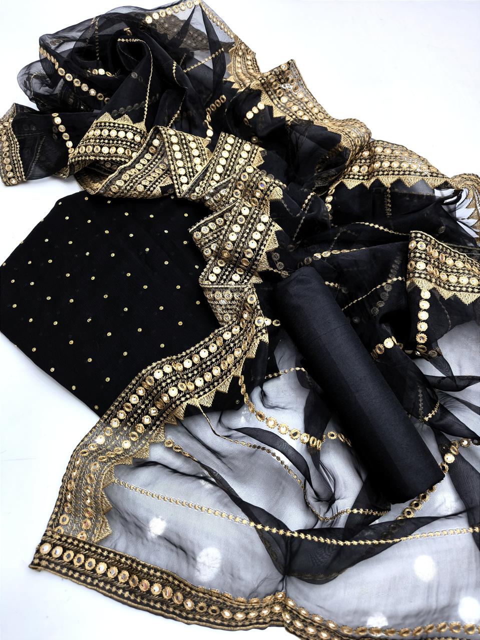 Fancy 3pc Embroidered Dress with Heavy Organza Dupatta – Premium Collection