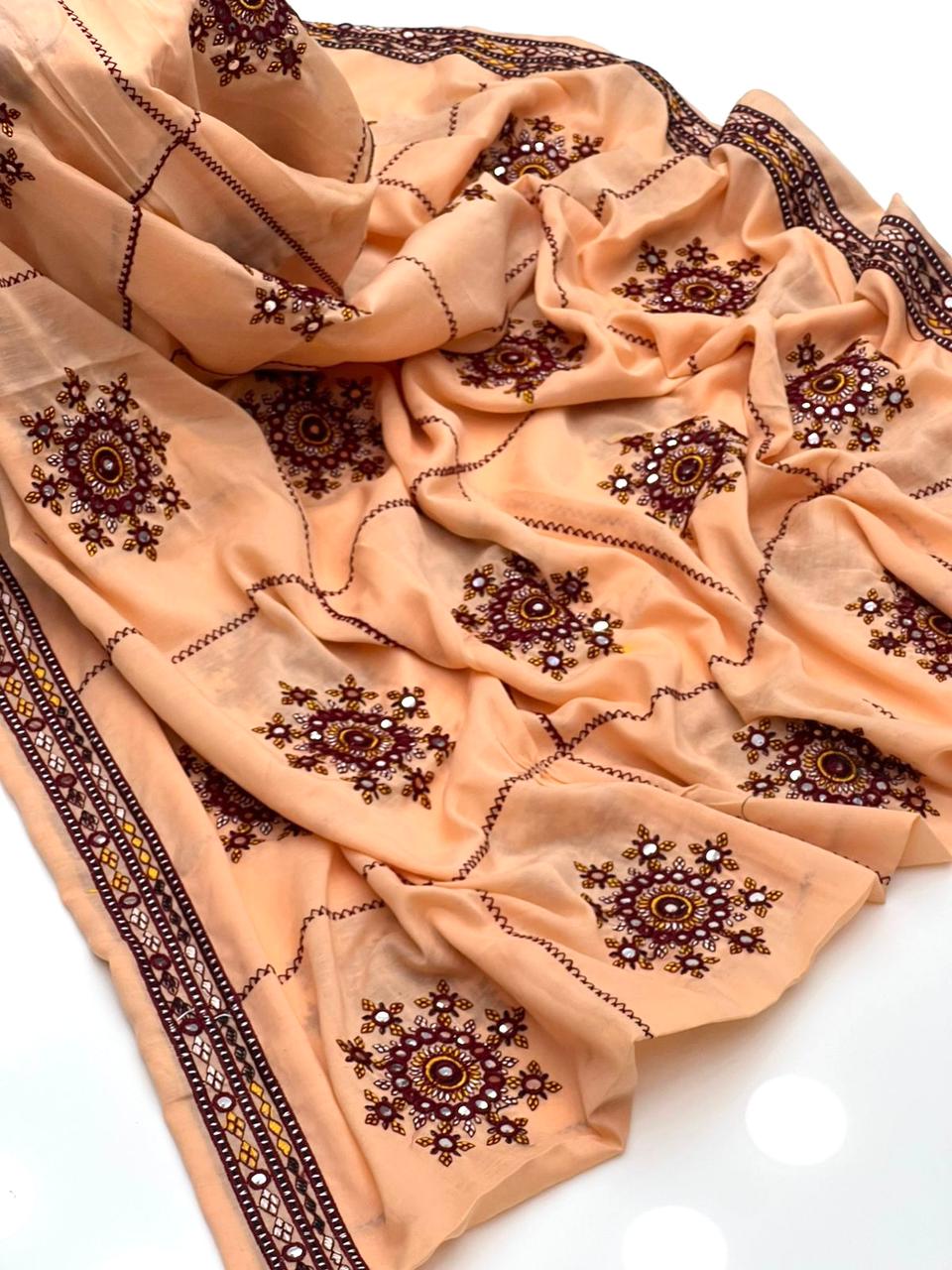 Fancy 3pc Embroidered Dress with Heavy Organza Dupatta – Premium Collection