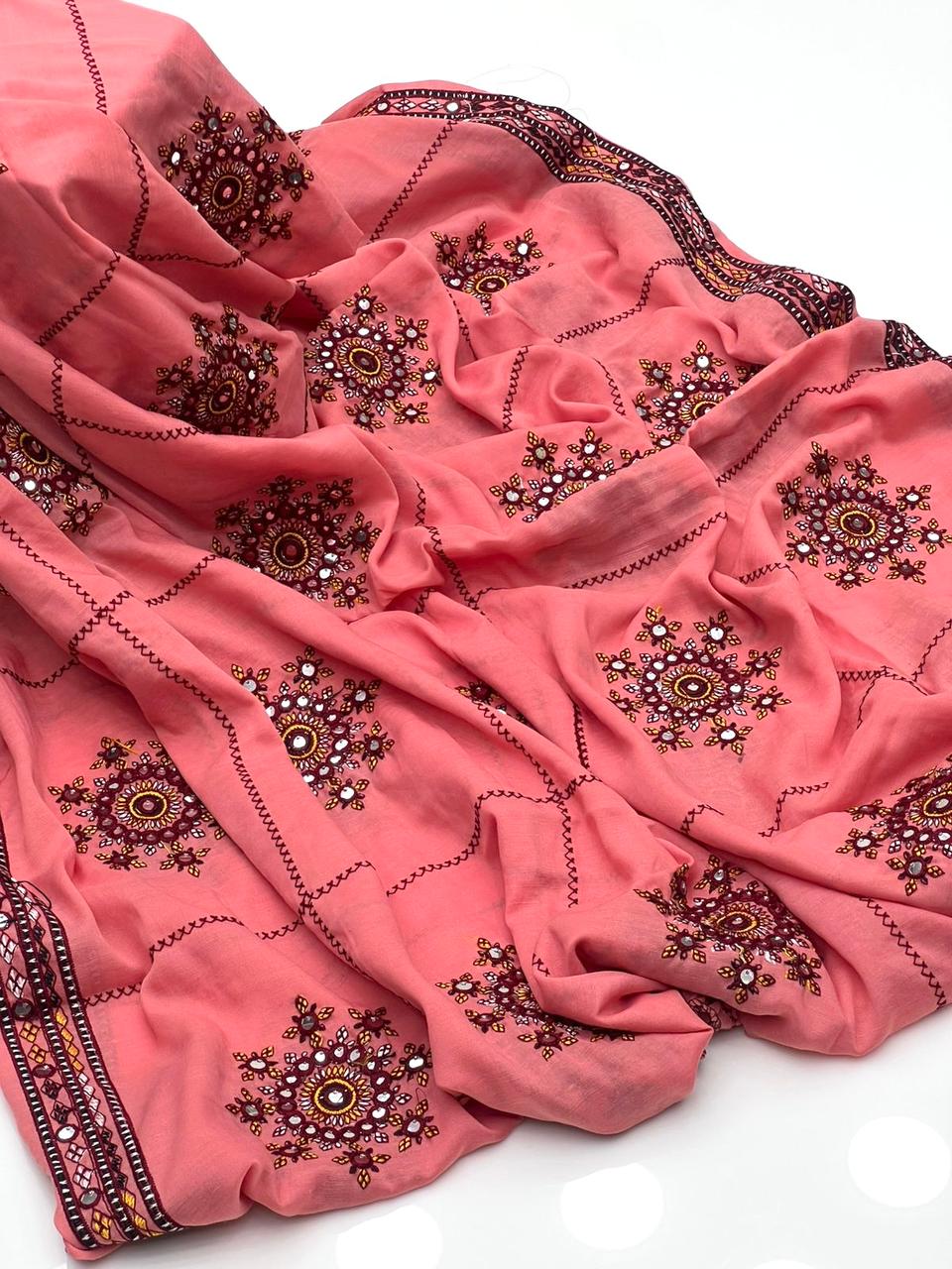 Fancy 3pc Embroidered Dress with Heavy Organza Dupatta – Premium Collection