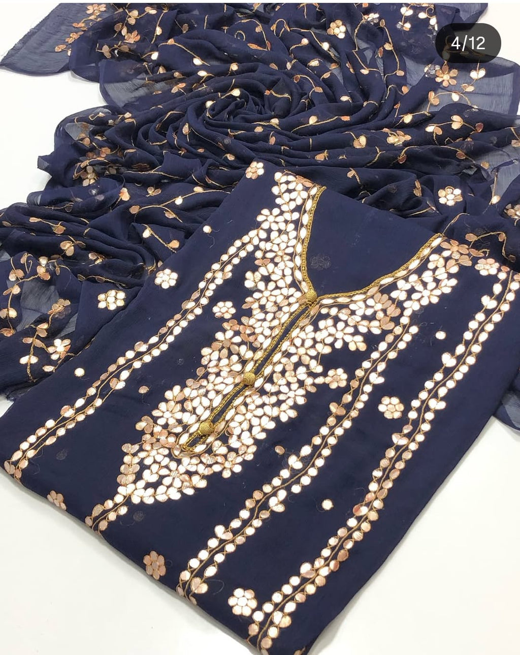 Bamber Chiffon 2pc Handmade Gotta Work Dress with Heavy Jall Dupatta