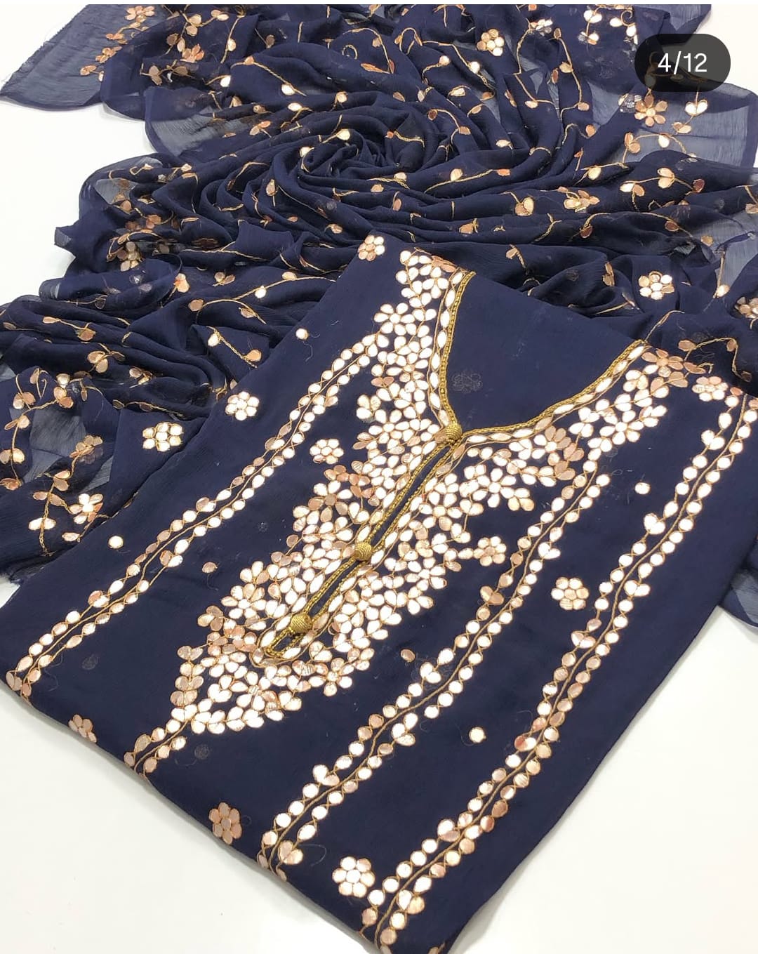 Bamber Chiffon 2pc Handmade Gotta Work Dress with Heavy Jall Dupatta
