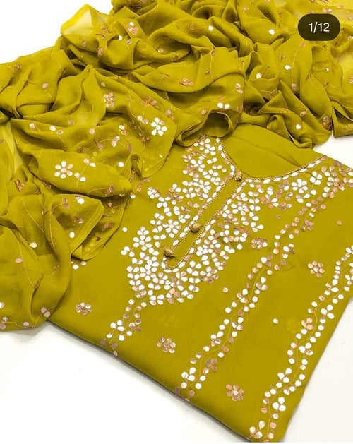 Bamber Chiffon 2pc Handmade Gotta Work Dress with Heavy Jall Dupatta