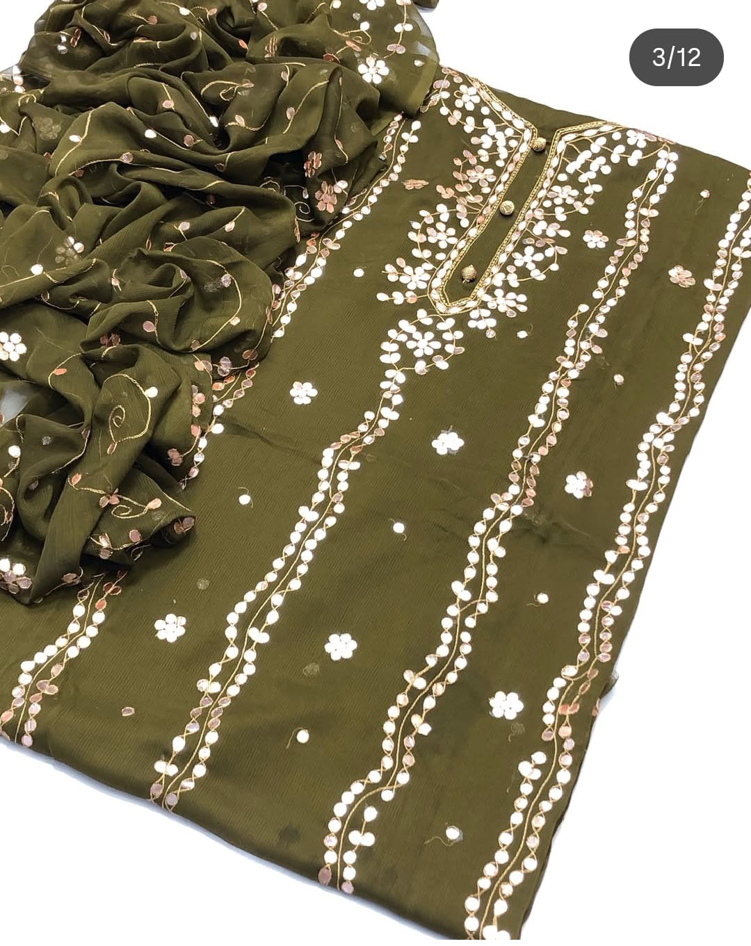 Bamber Chiffon 2pc Handmade Gotta Work Dress with Heavy Jall Dupatta