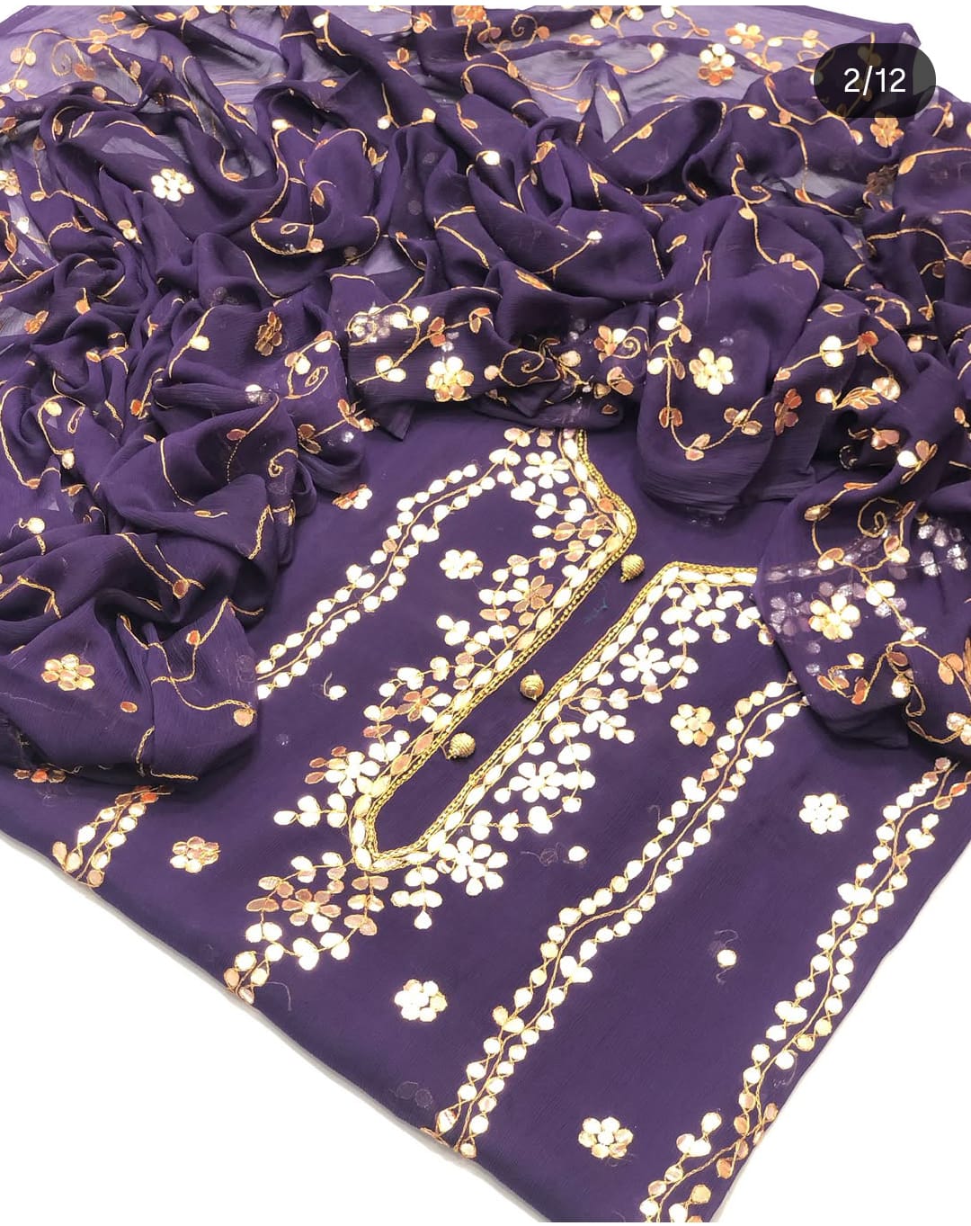 Bamber Chiffon 2pc Handmade Gotta Work Dress with Heavy Jall Dupatta