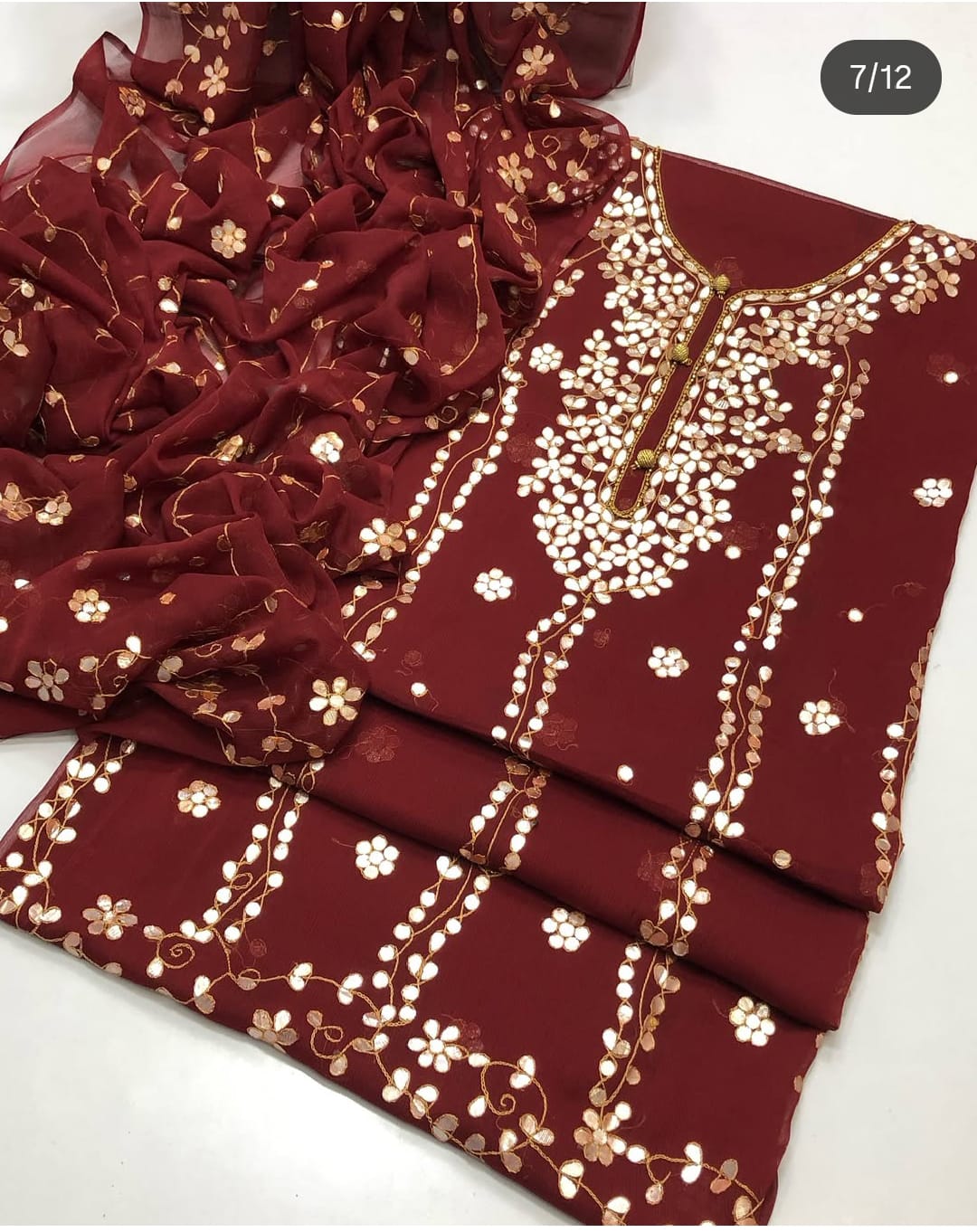 Bamber Chiffon 2pc Handmade Gotta Work Dress with Heavy Jall Dupatta