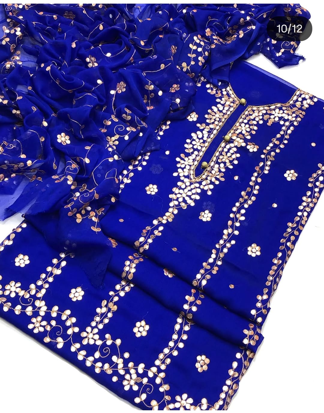Bamber Chiffon 2pc Handmade Gotta Work Dress with Heavy Jall Dupatta