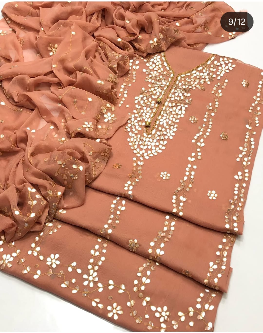 Bamber Chiffon 2pc Handmade Gotta Work Dress with Heavy Jall Dupatta
