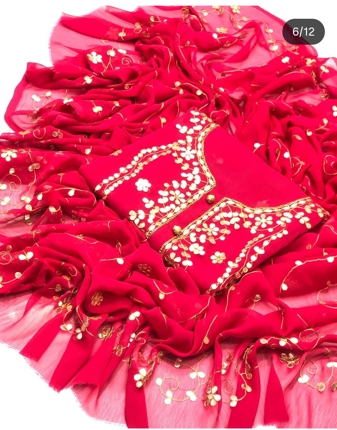 Bamber Chiffon 2pc Handmade Gotta Work Dress with Heavy Jall Dupatta
