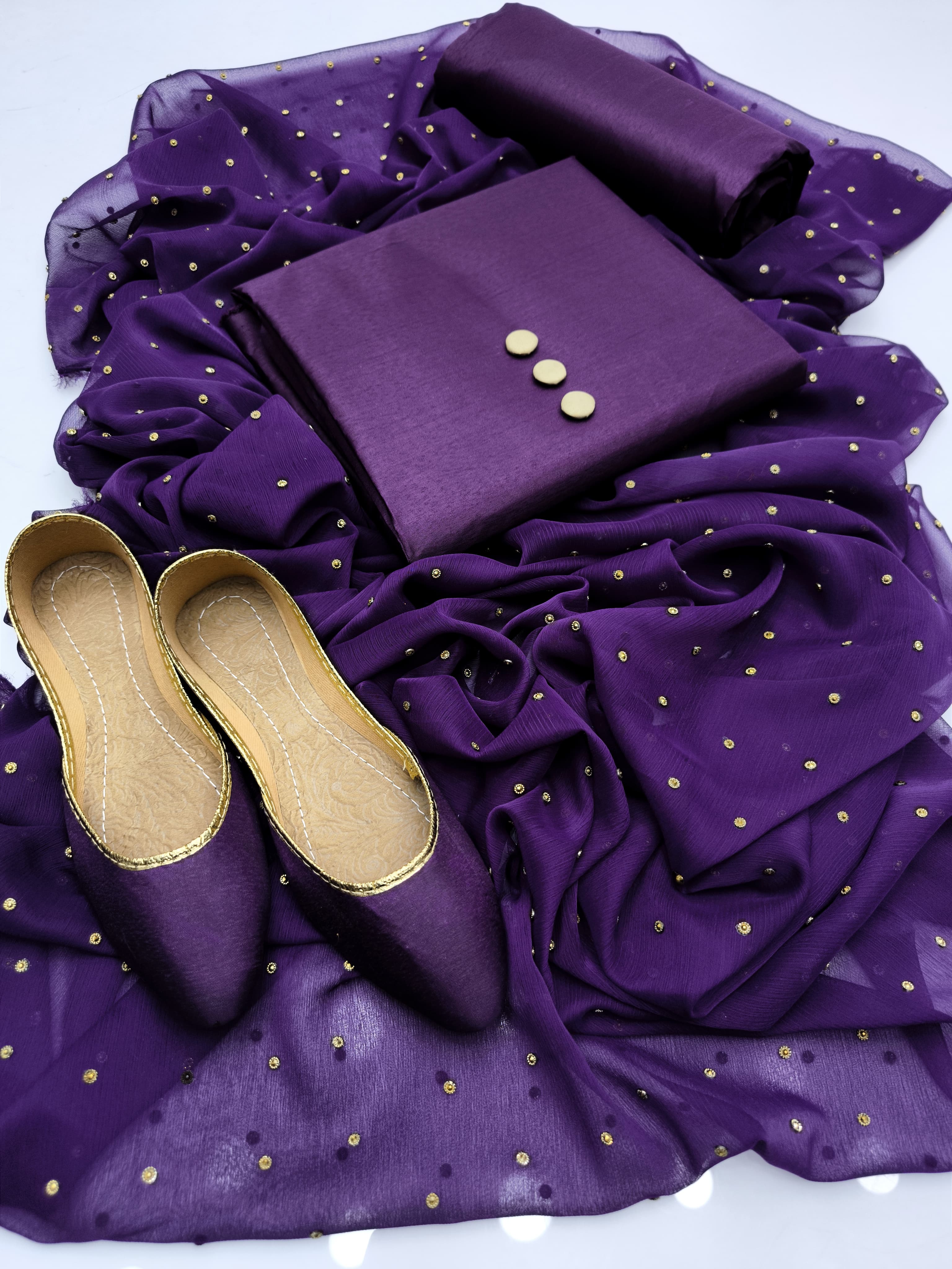 New Fancy 4pc Chiffon Dress with Kundan Dupatta & Gifts – Premium Collection