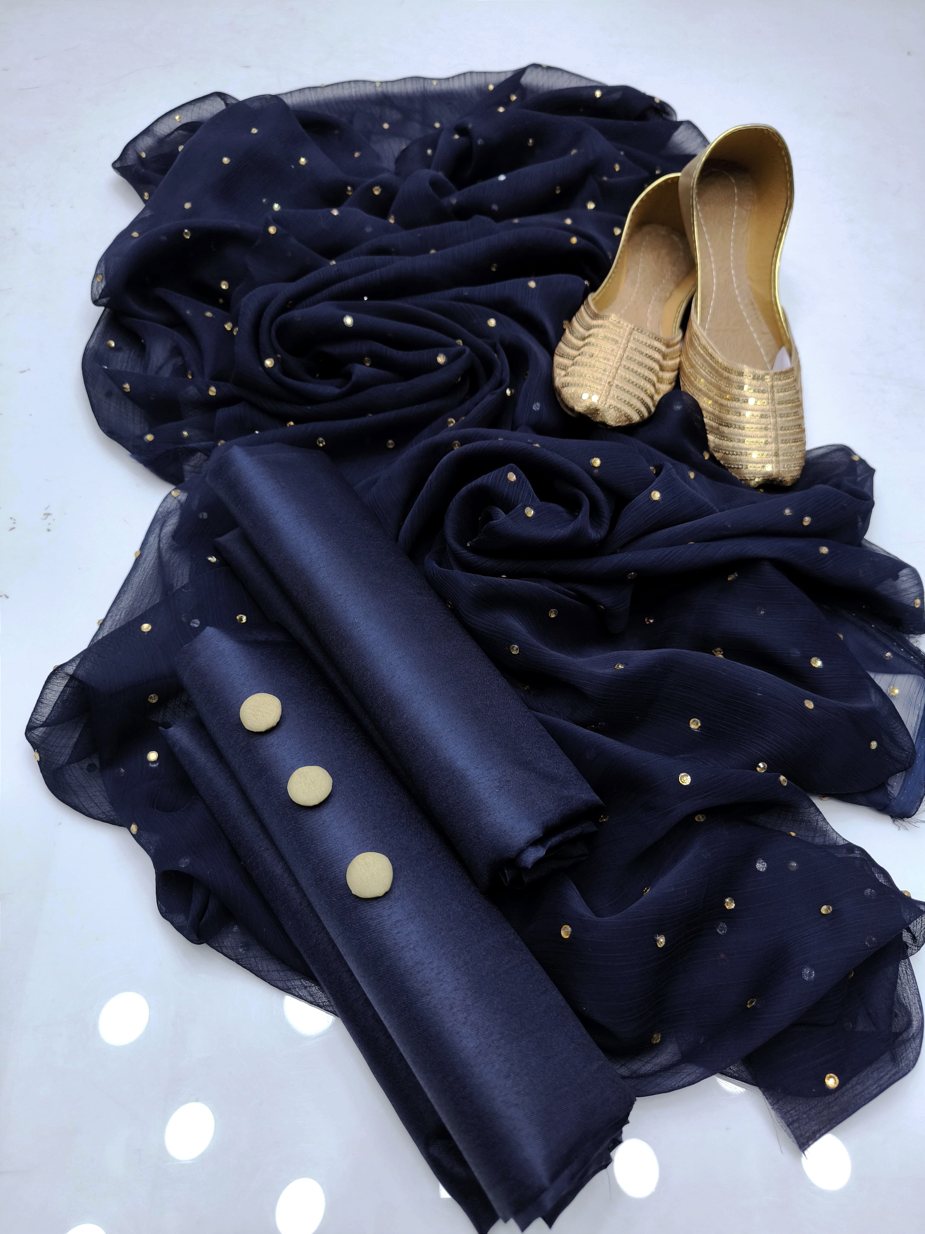 New Fancy 4pc Chiffon Dress with Kundan Dupatta & Gifts – Premium Collection