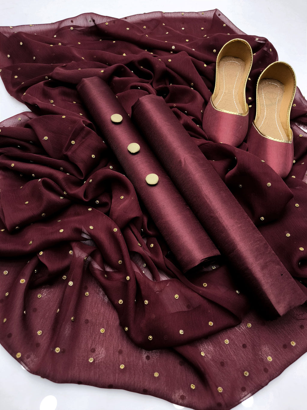 New Fancy 4pc Chiffon Dress with Kundan Dupatta & Gifts – Premium Collection