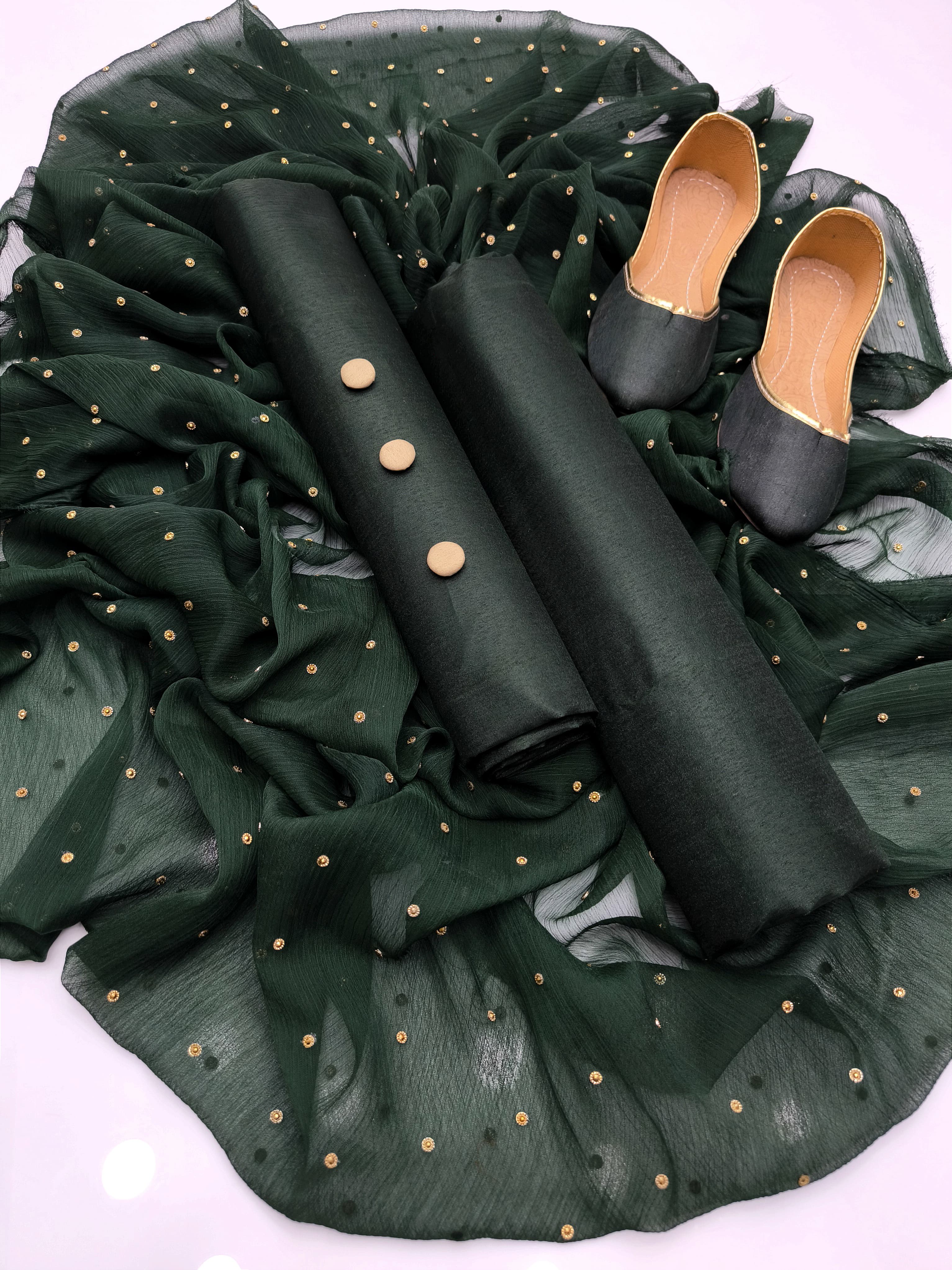 New Fancy 4pc Chiffon Dress with Kundan Dupatta & Gifts – Premium Collection