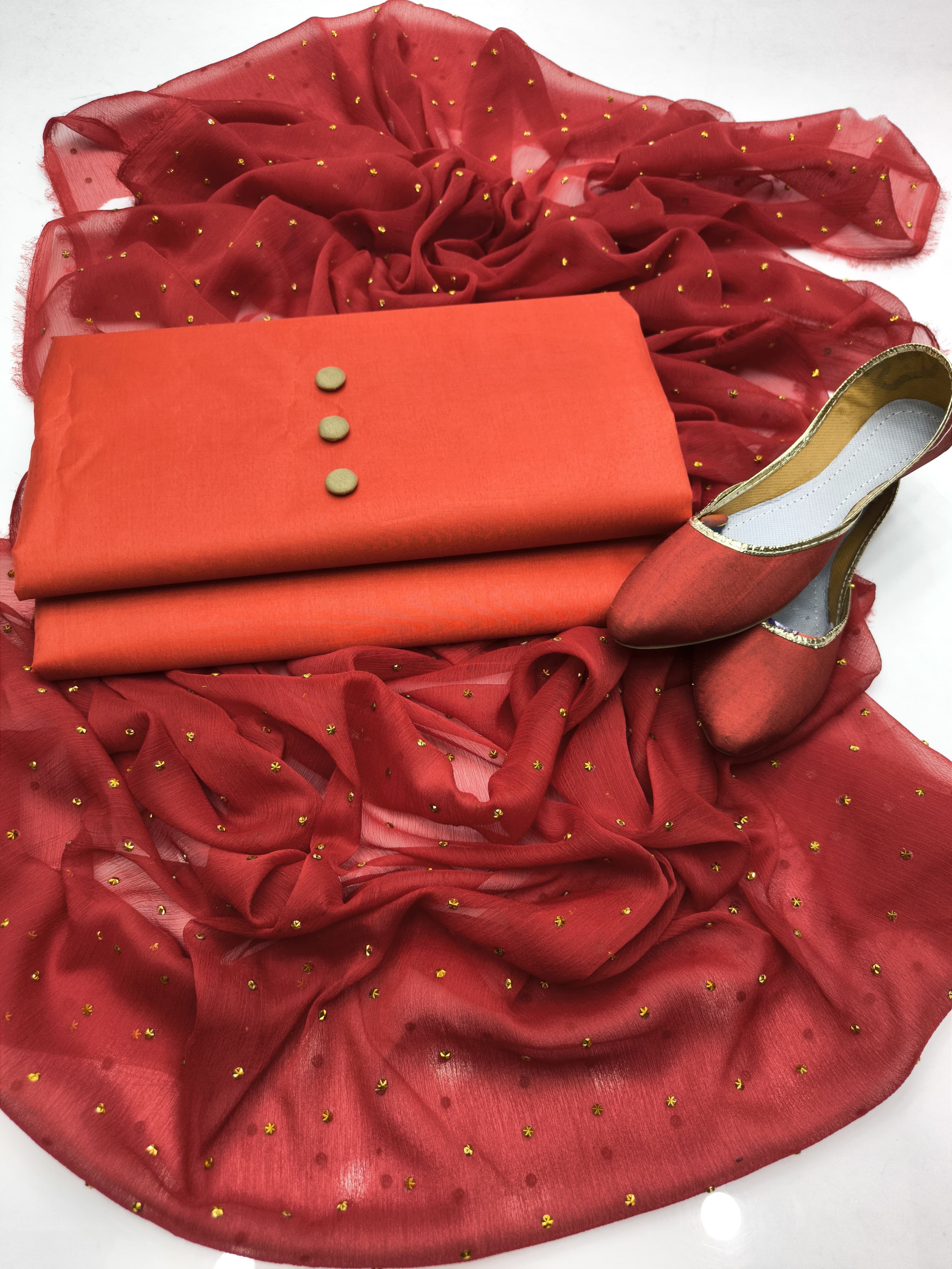 New Fancy 4pc Chiffon Dress with Kundan Dupatta & Gifts – Premium Collection