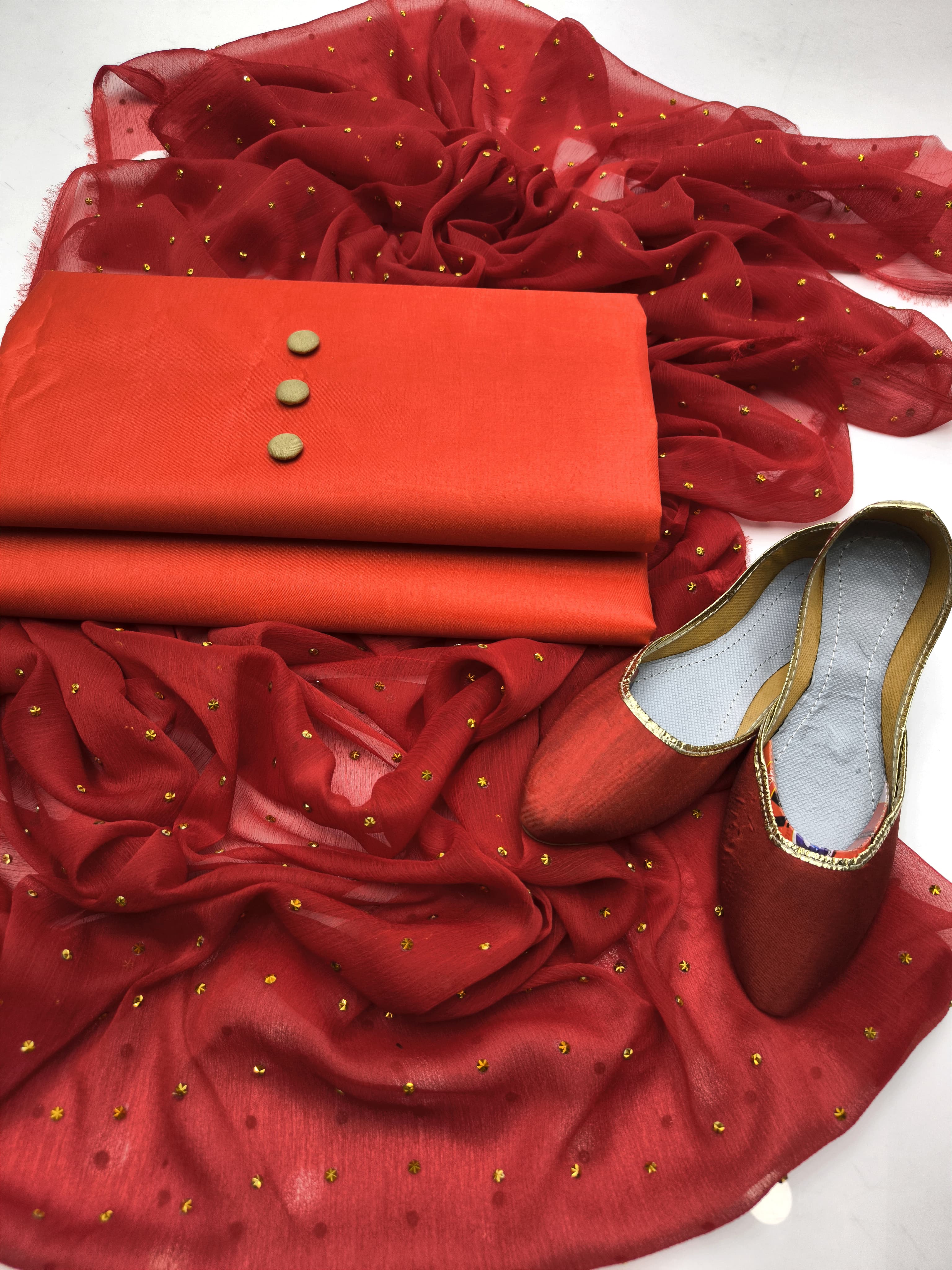 New Fancy 4pc Chiffon Dress with Kundan Dupatta & Gifts – Premium Collection