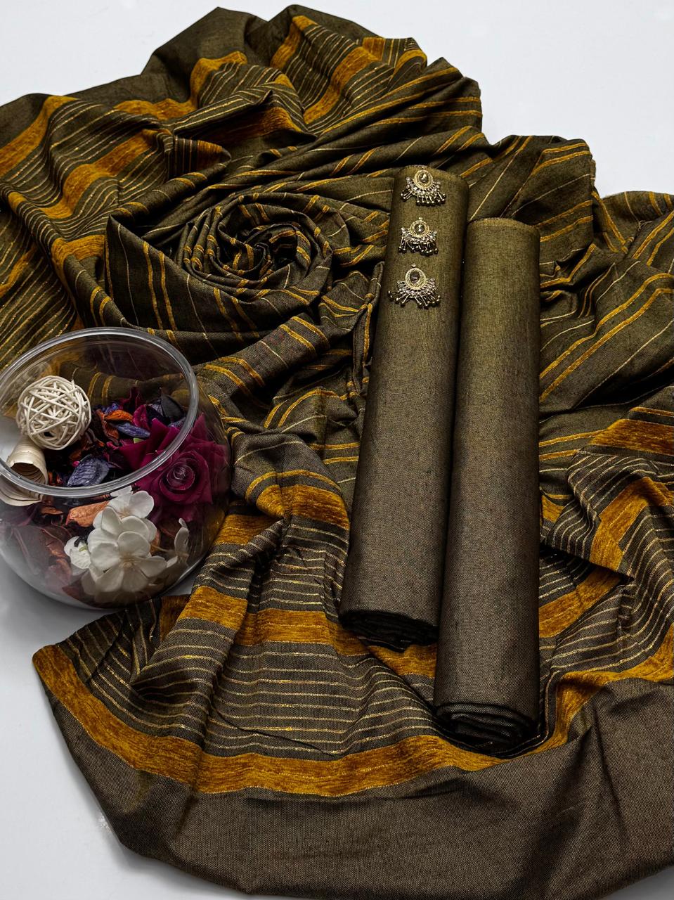 Embrace The Elegance of Mid Season Multani Khaddi Susi Plain Shirt, Plain Trouser & Paired with a luxurious Jacquard Velvet Border Khaddi Susi Shawl 3 Pc
