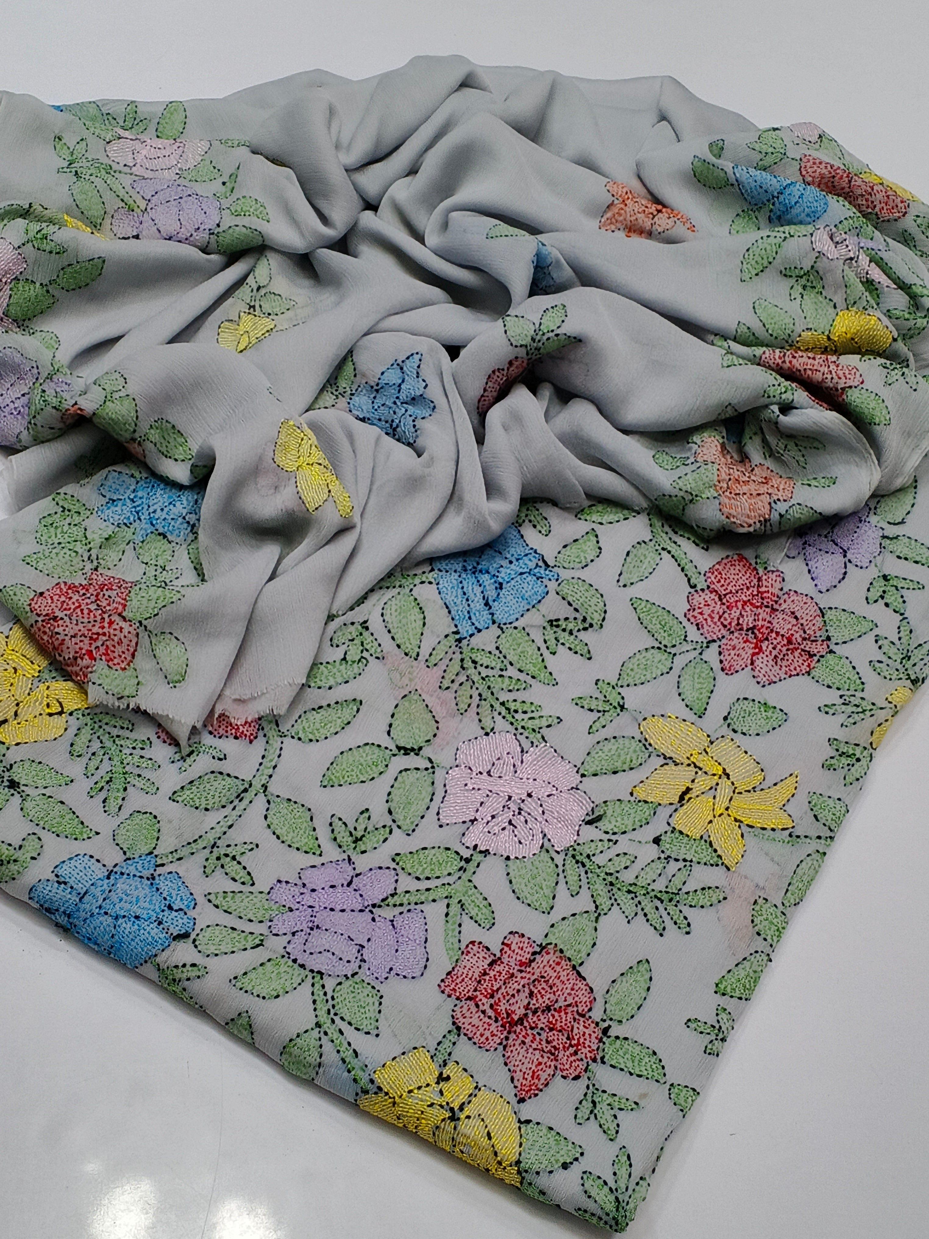Bamber Chiffon Fabric Handmade Kacha Gulab Shirt , dupatta double boader 2pc Dress 😍😍