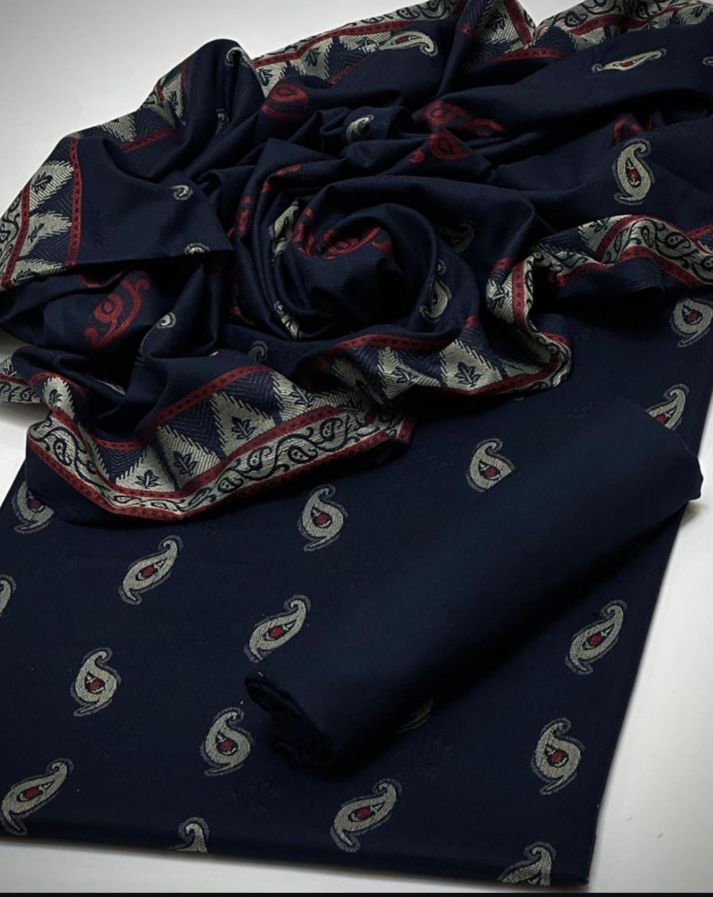 *Shirt 🥰❤️* heavy all over broshia design work 
*Trouser 🥰❤️* dhanak marina plain
*Shawl* dhanak marina all over beautiful broshia work
With beautiful design work borders
