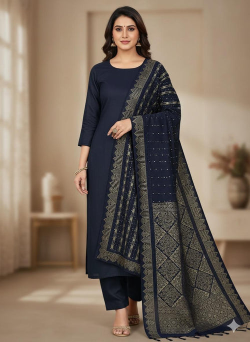 *Stuff: Wool special*
Wool shirt and trouser 
*Heavy indian broshia + Velvet + Sequence work Shawl* 
 *3 yard cutting shawl ✂️* 
- *With Mirror neckline ❤️*