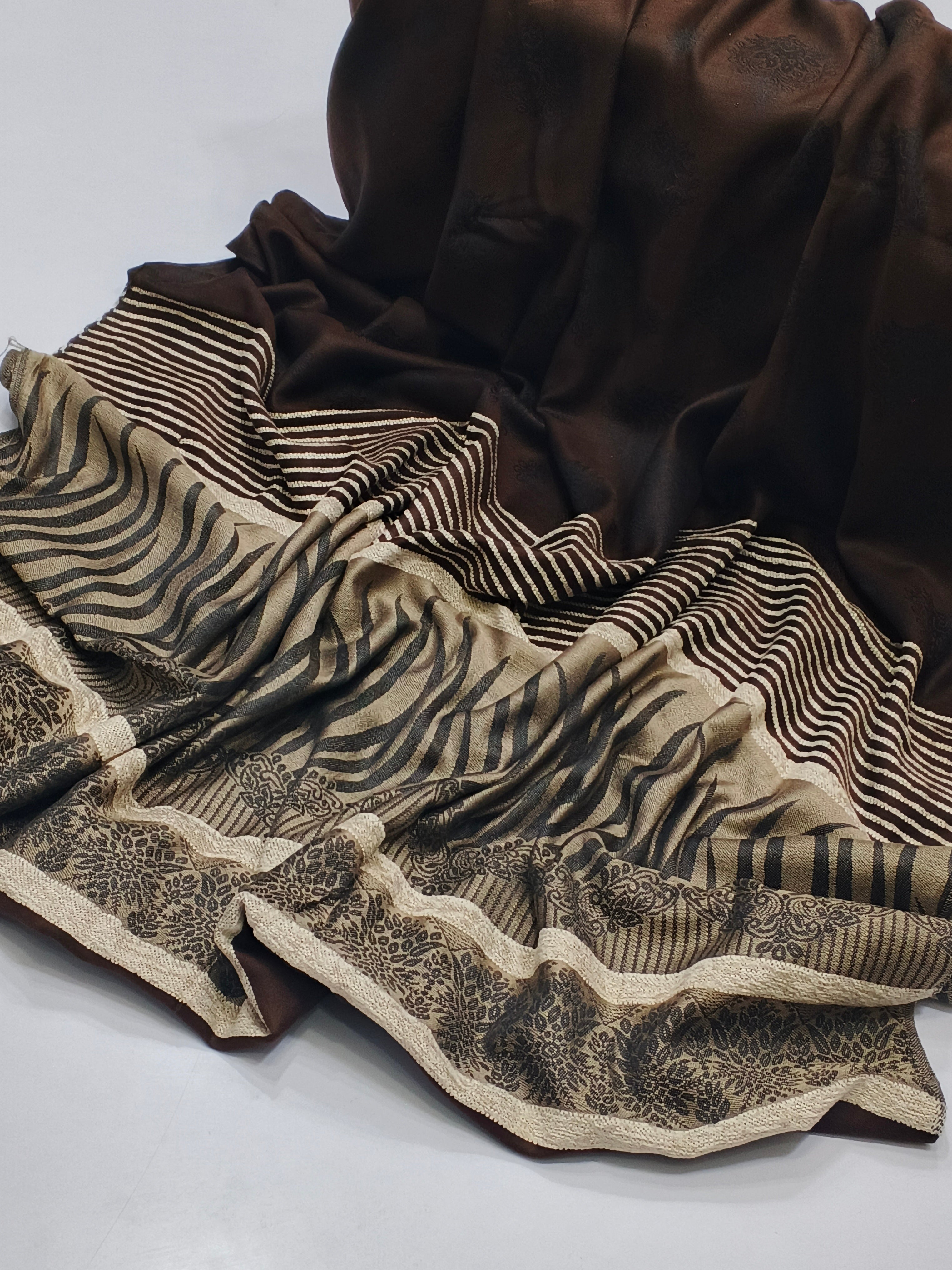 PESHMINA SHAWL TIGER VELVET BOADER