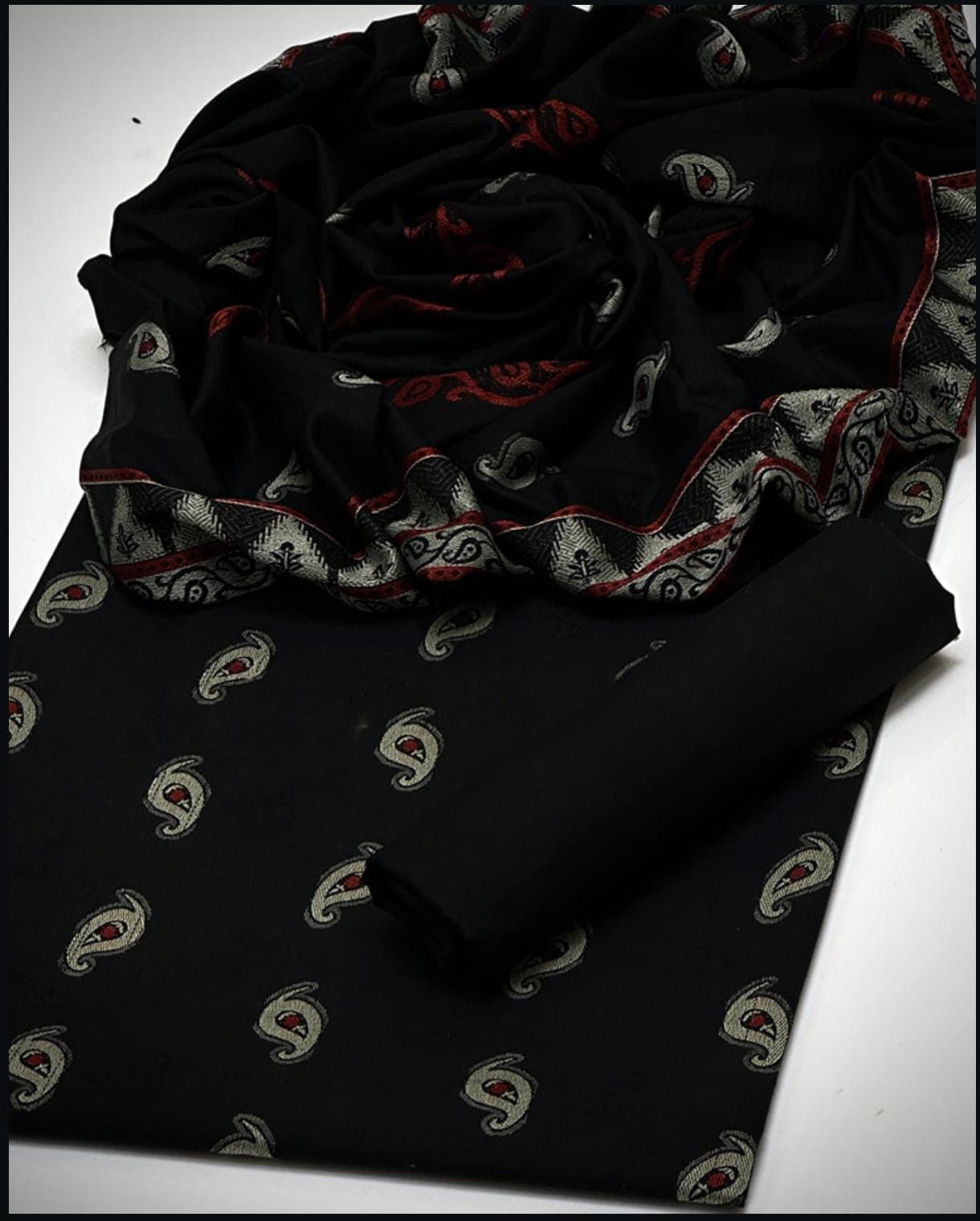*Shirt 🥰❤️* heavy all over broshia design work 
*Trouser 🥰❤️* dhanak marina plain
*Shawl* dhanak marina all over beautiful broshia work
With beautiful design work borders